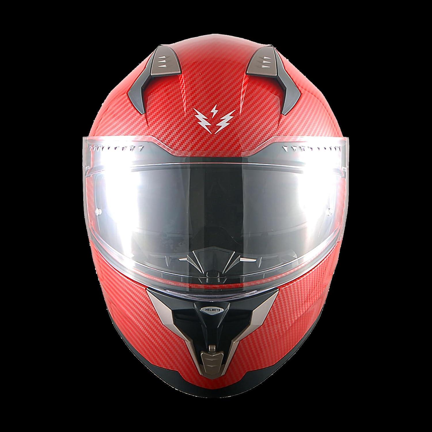 Casco Modular 1Storm HJA119 XL Fibra Carbono Roja + Bluetooth