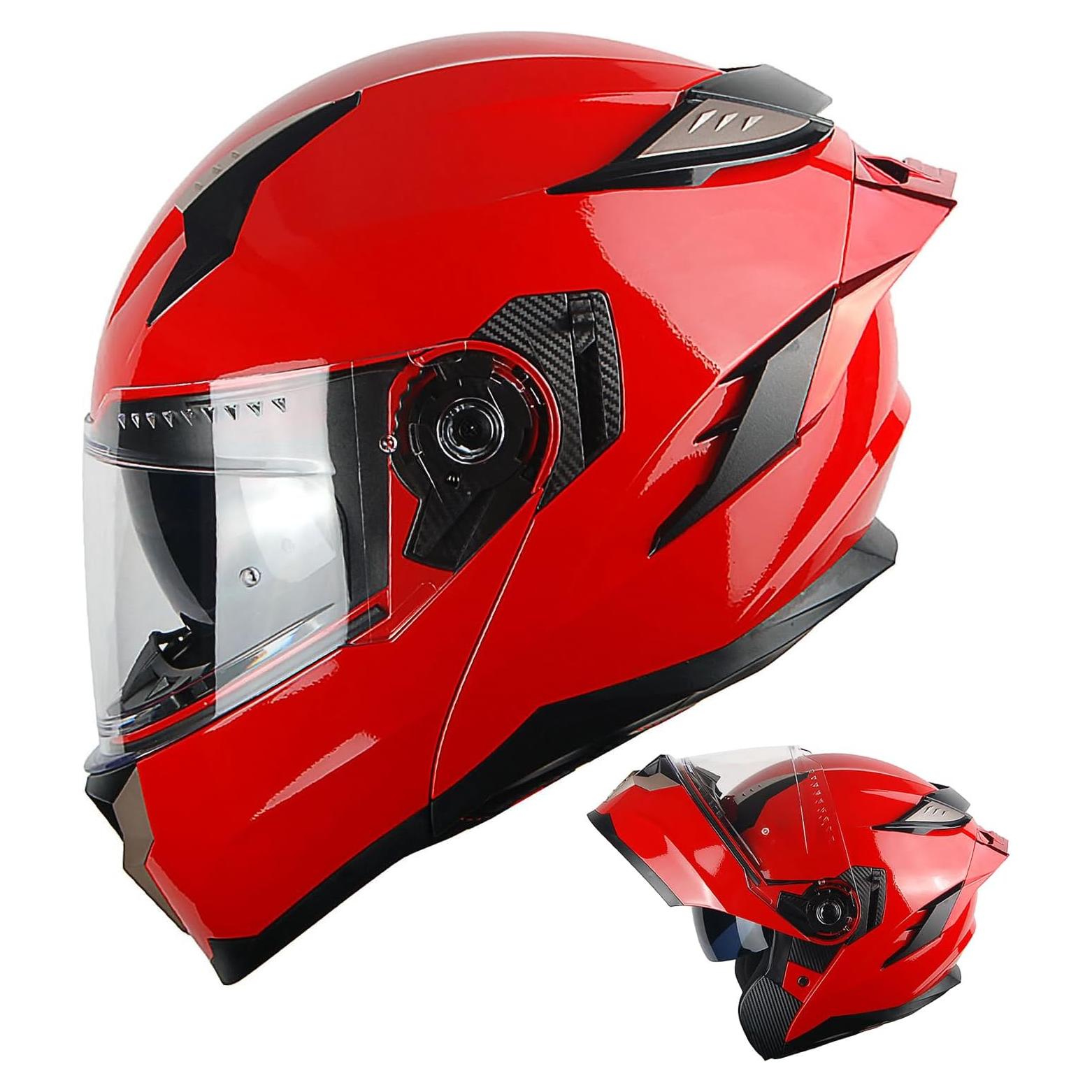 Casco Modular 1Storm HJA119 para Motocicleta Rojo Brillante