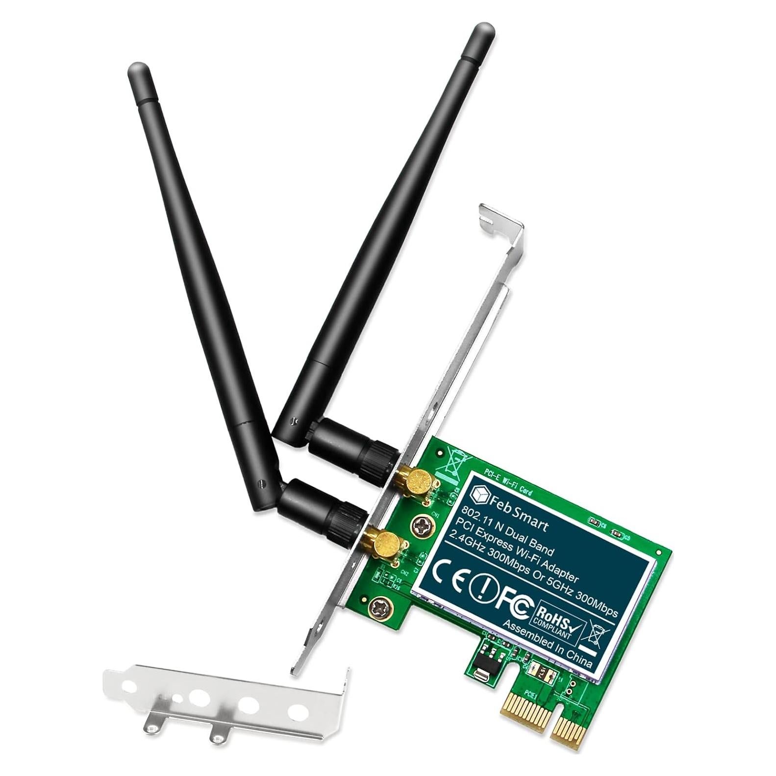 Adaptador WiFi PCIe FebSmart FS-N600 600Mbps Doble Banda