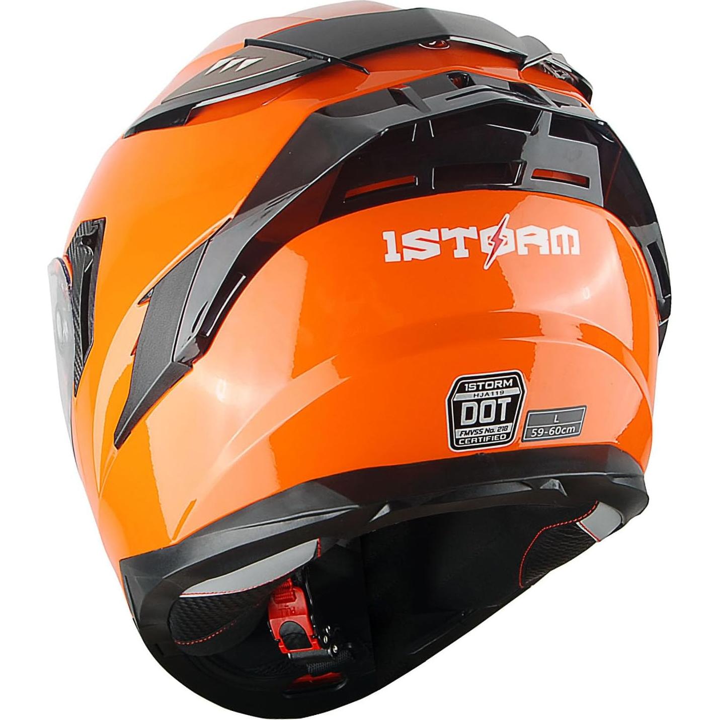 Casco Modular 1Storm HJA119 Doble Lente Antivaho Naranja