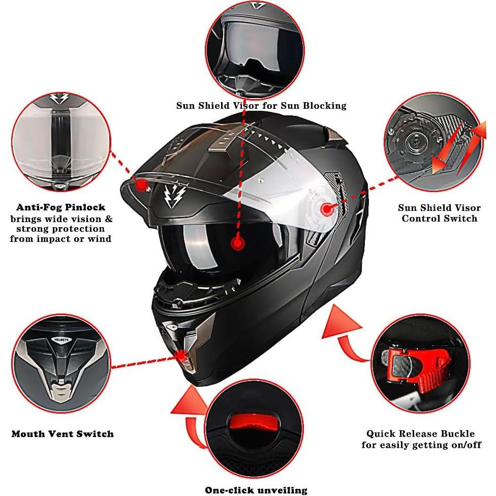 Casco Modular 1Storm HJA119 XL Fibra Carbono Azul