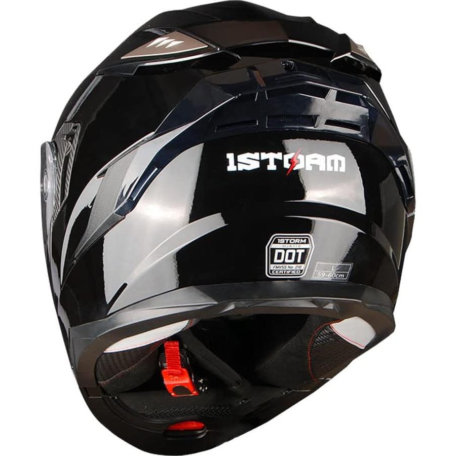 Casco Modular 1Storm HJA119 para Motocicleta Negro Brillante