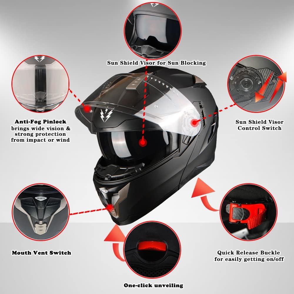 Casco Modular 1Storm HJA119 para Motocicleta Negro Brillante