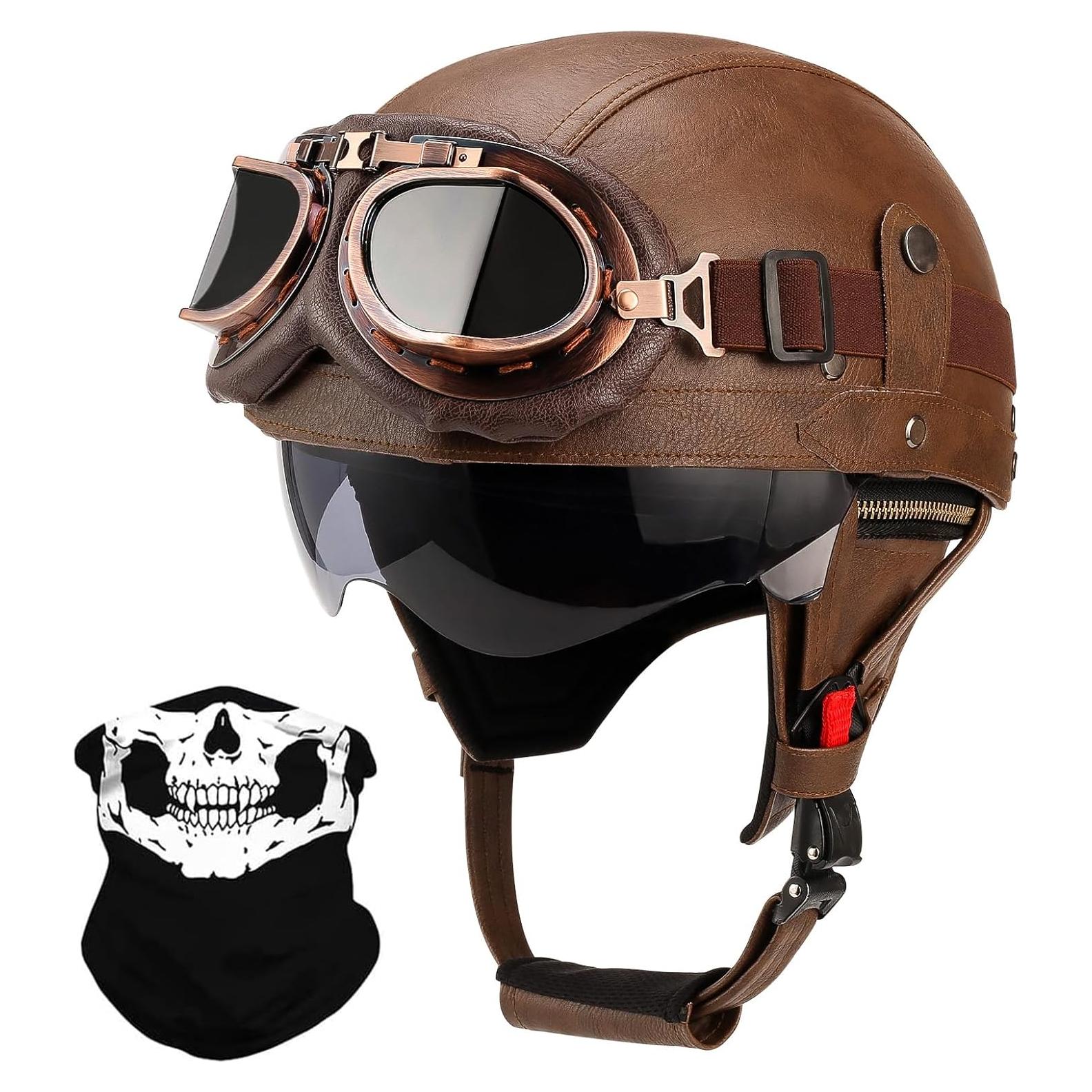 Casco de motocicleta Lutcaut L507M cuero negro unisex