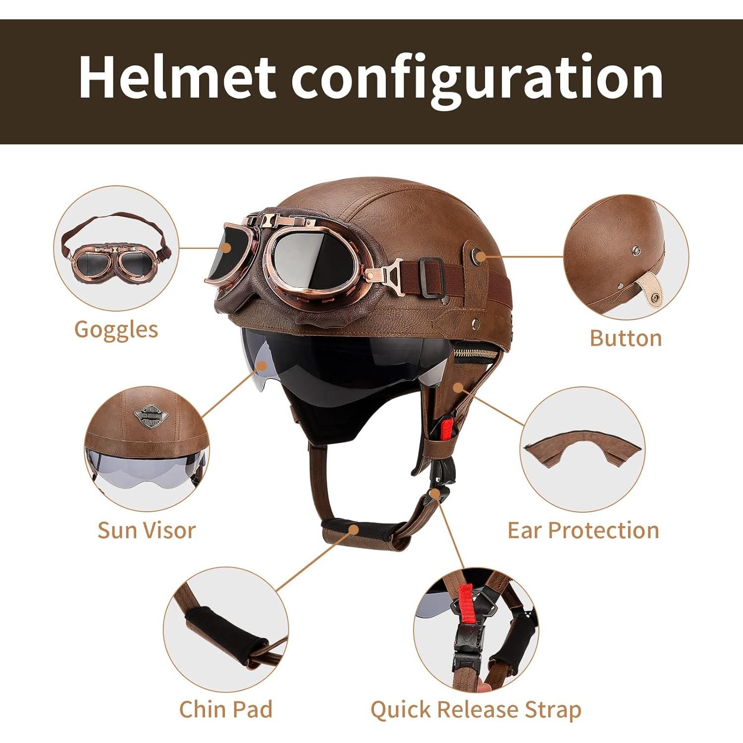 Casco de motocicleta Lutcaut L507M cuero negro unisex