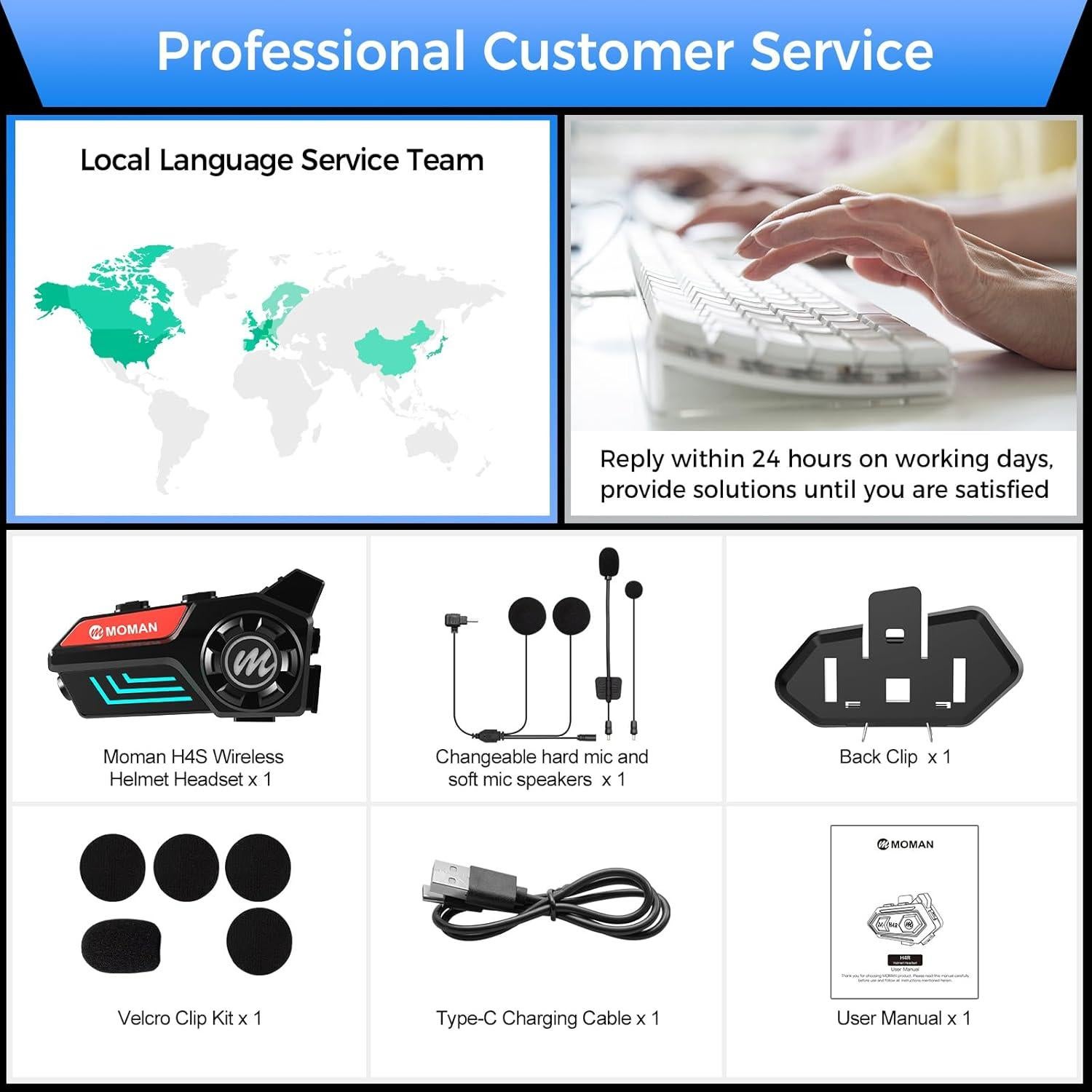 Auricular de casco Moman H4C con cámara 1080P y HiFi