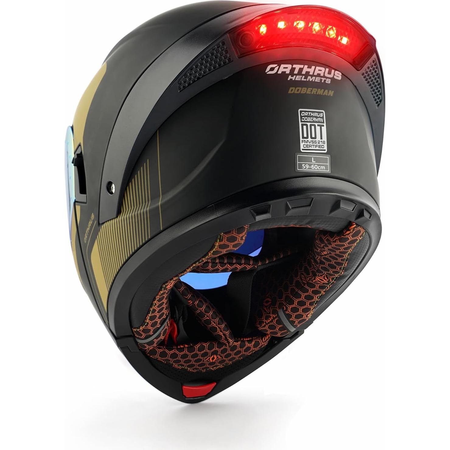 Casco Modular Orthrus OTS Dobermann Oro - Aprobado DOT