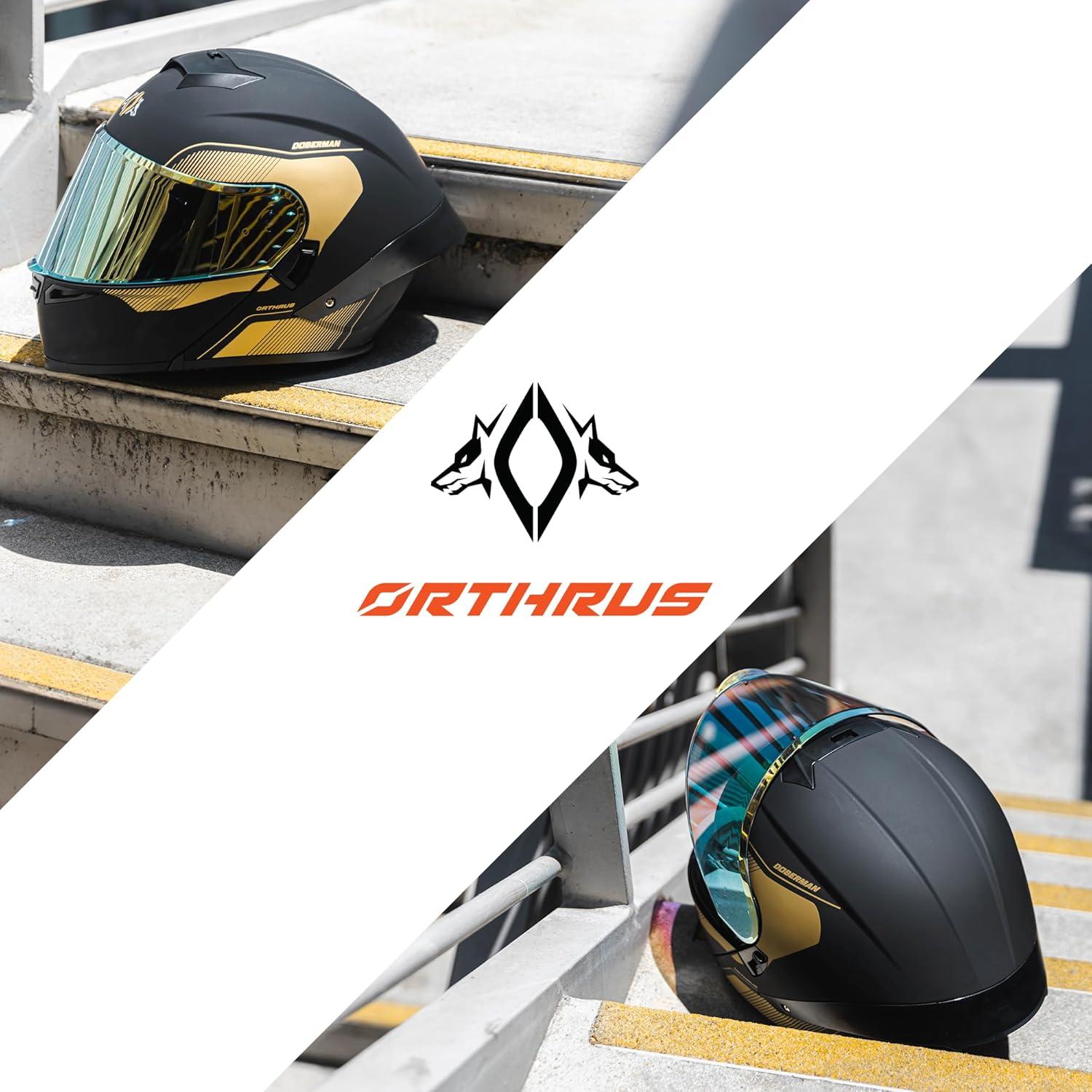 Casco Modular Orthrus OTS Dobermann Oro - Aprobado DOT