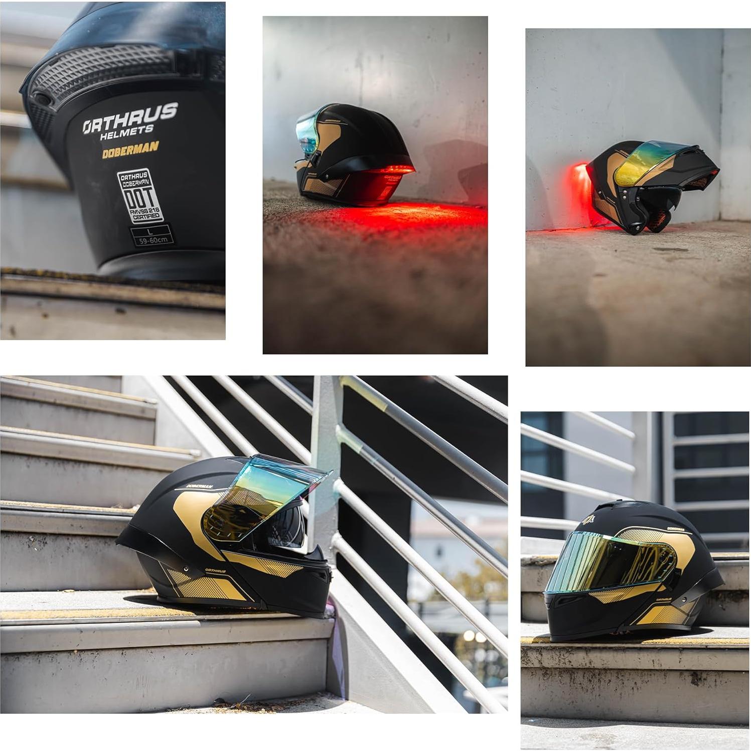 Casco Modular Orthrus OTS Dobermann Oro - Aprobado DOT