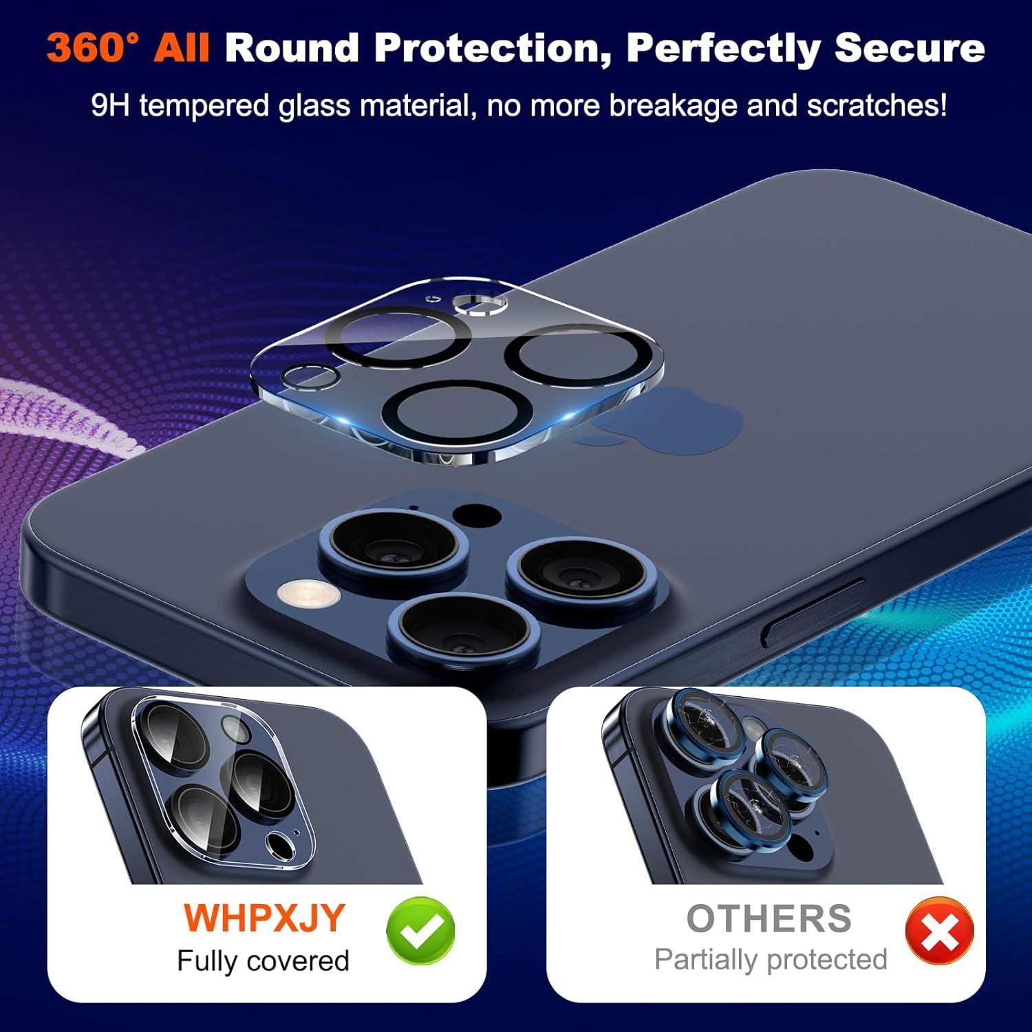 Protector de Lente de Cámara WHPXJY para iPhone 15 Pro/Max - Paquete de 3
