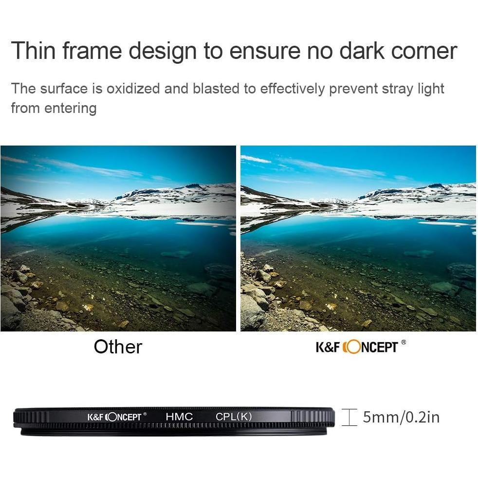 Filtro CPL K&F Concept 37 mm Ultra Delgado 18 Capas