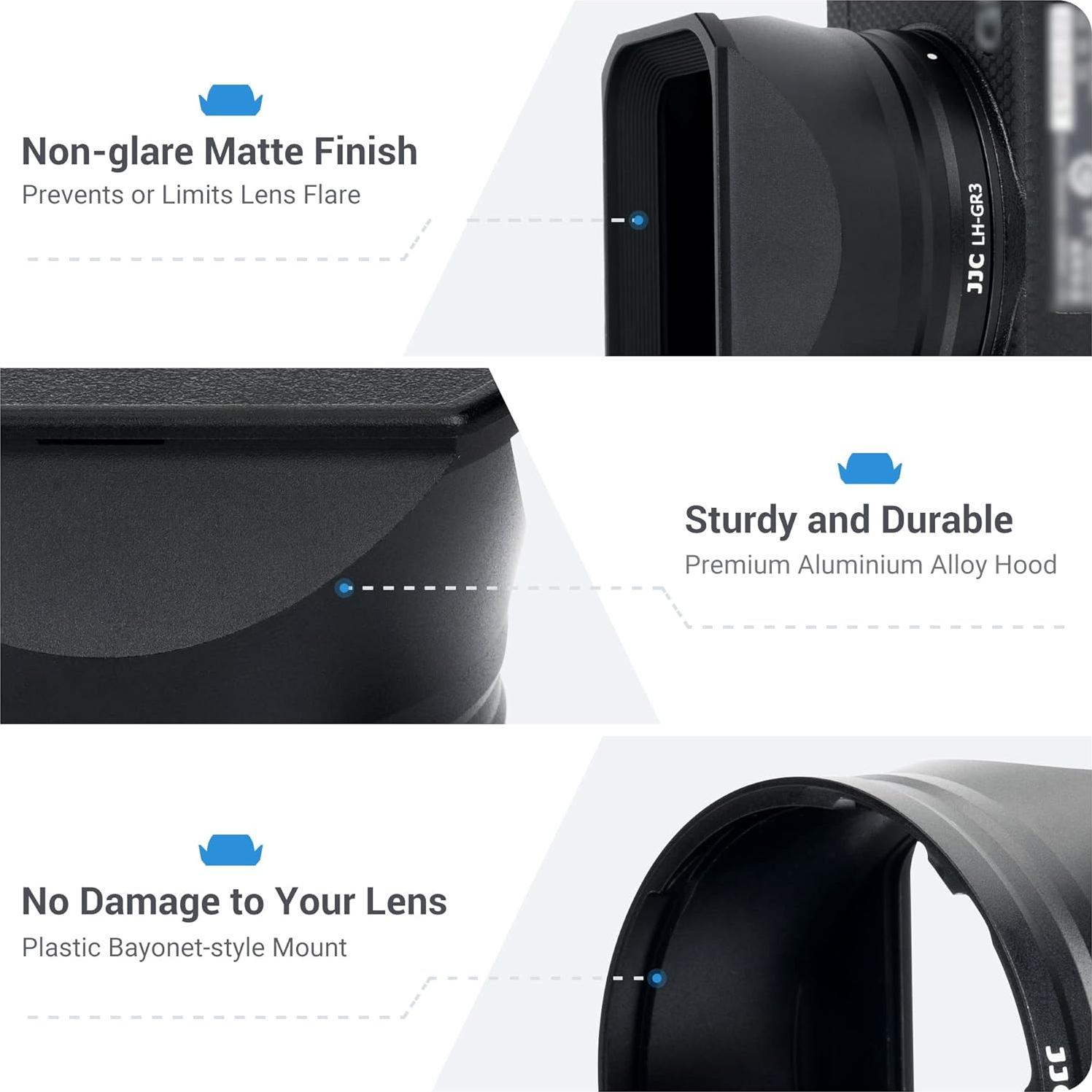 Capucha de lente JJC para Ricoh GR III y HDF - Aluminio