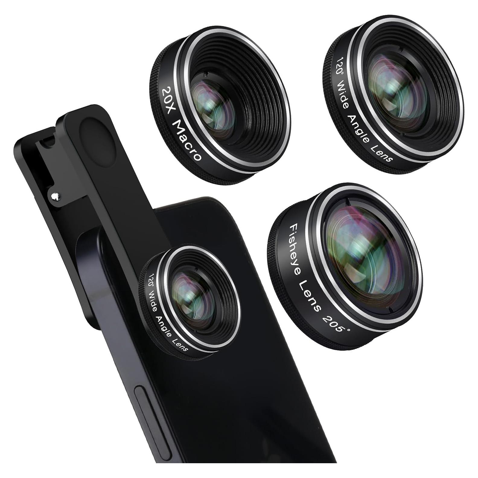 Kit de Lentes para Teléfono Godefa 3 en 1 - Ojo de Pez, Macro y Gran Angular