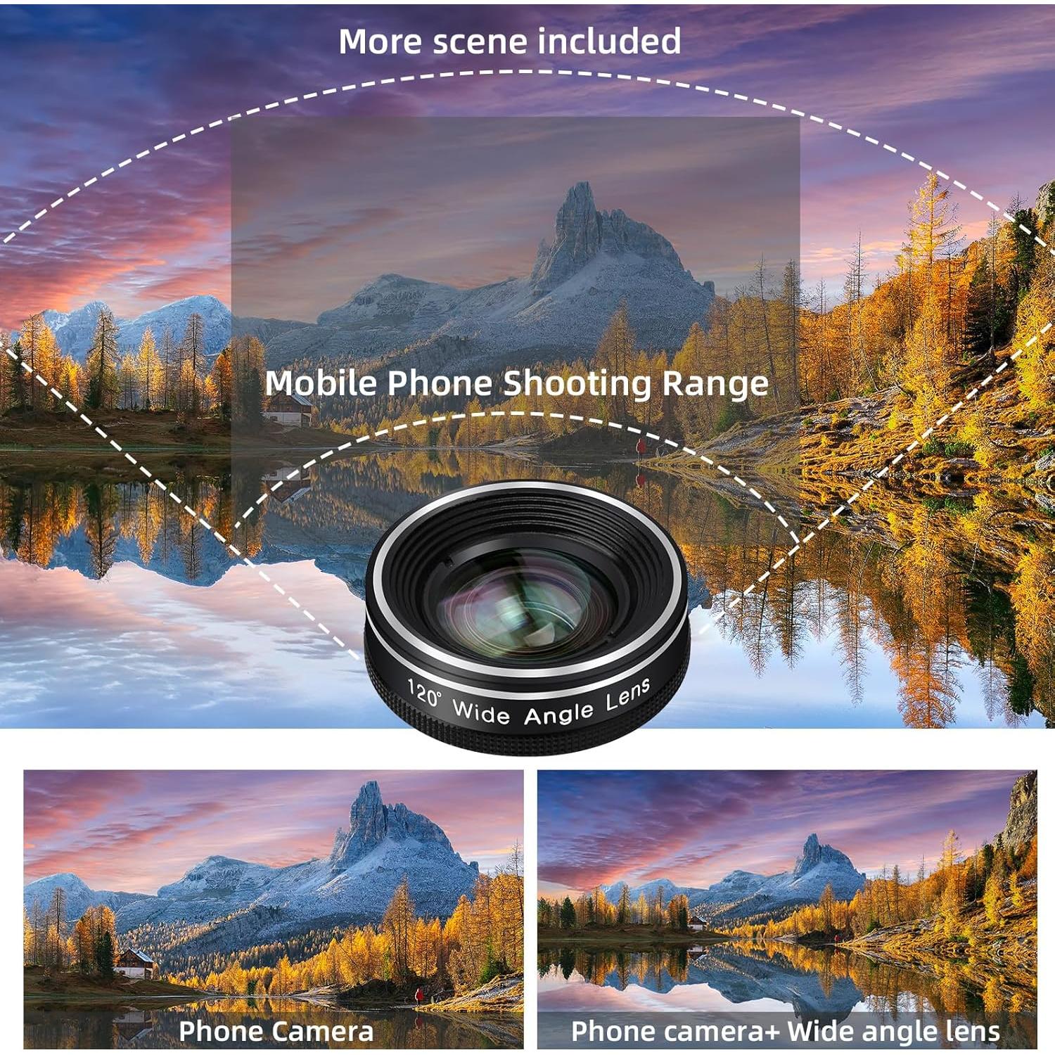 Kit de Lentes para Teléfono Godefa 3 en 1 - Ojo de Pez, Macro y Gran Angular