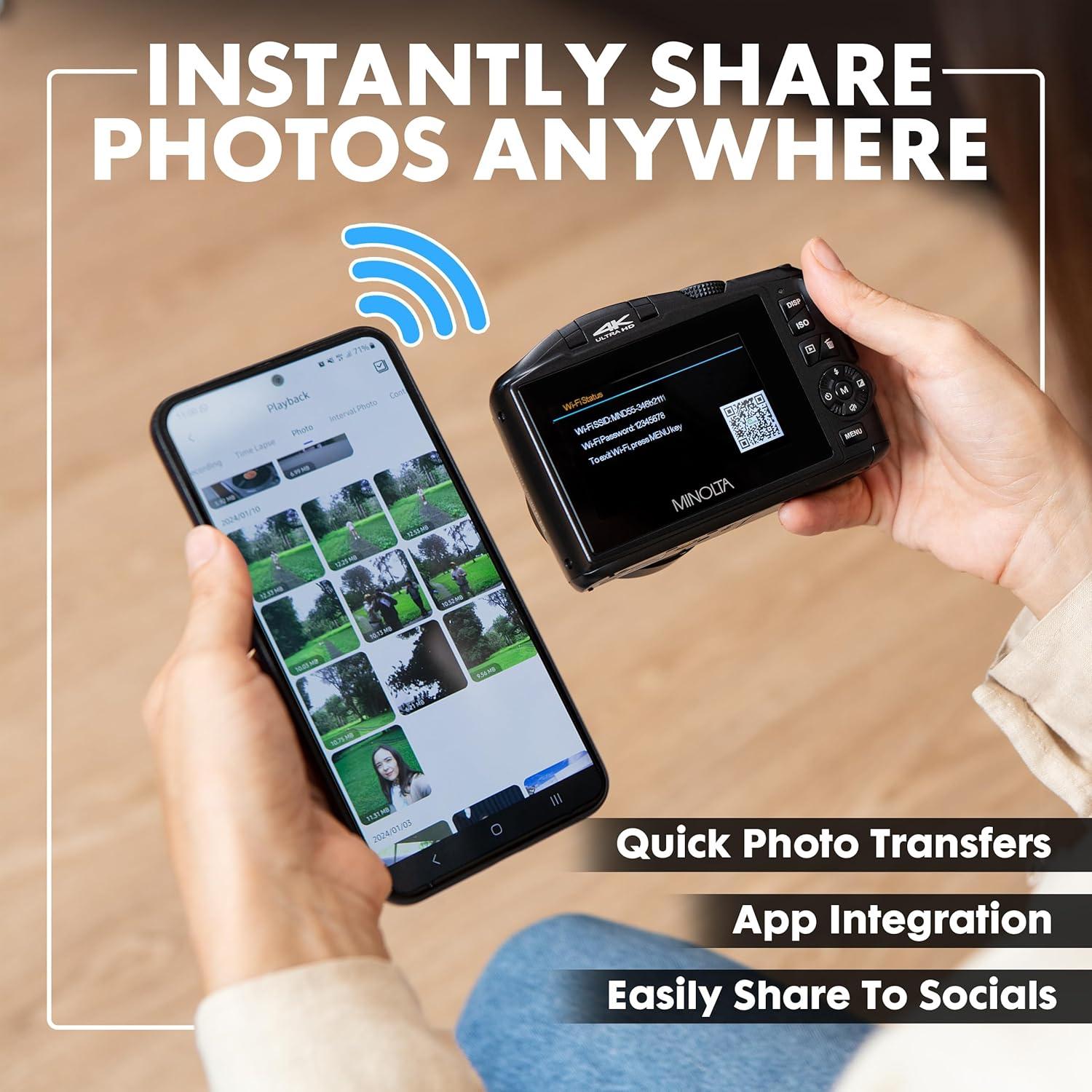 Cámara Digital Minolta MND55 64MP 4K 60FPS WiFi Zoom 16x