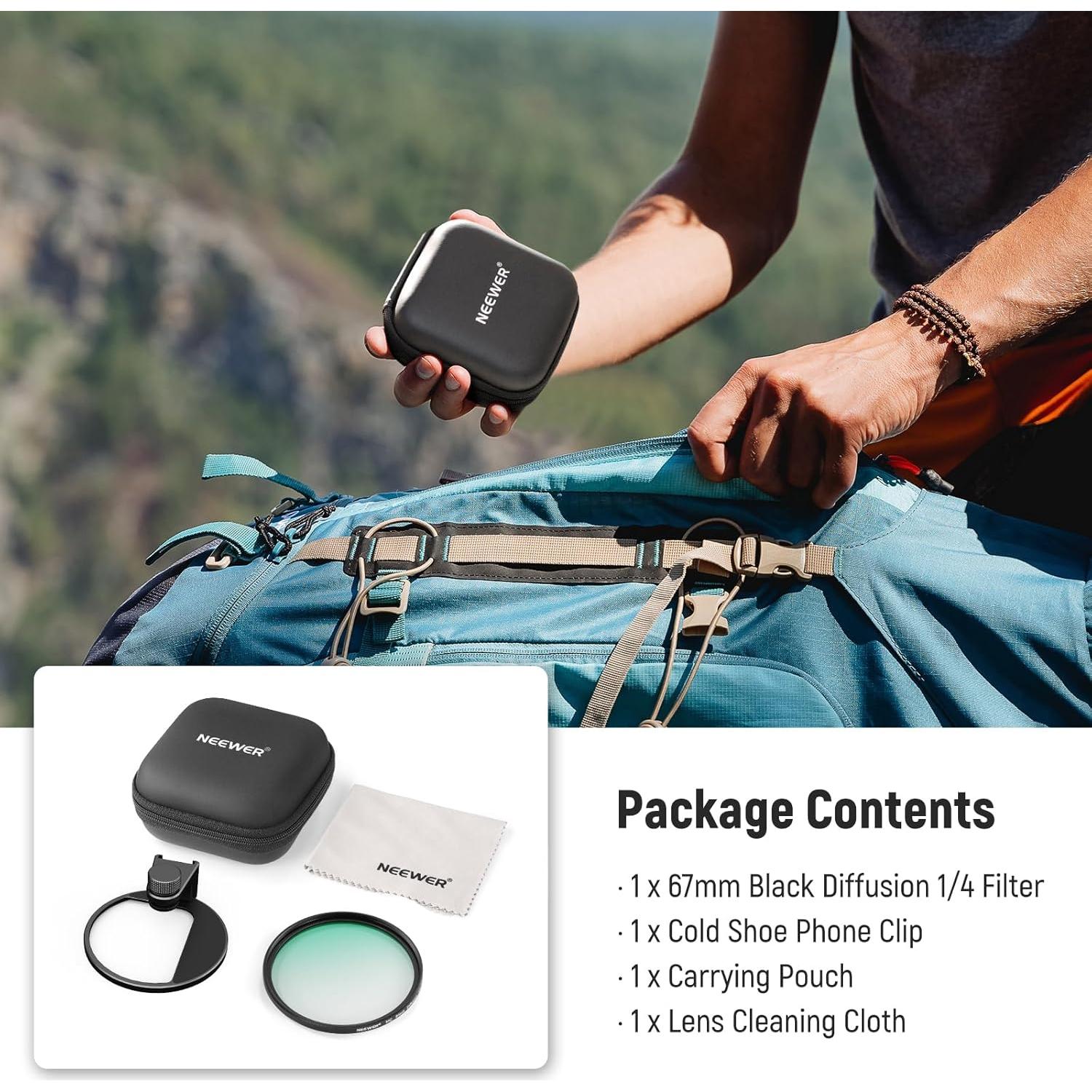 Filtro de Difusión Negra 67mm NEEWER 1/4 para Teléfono