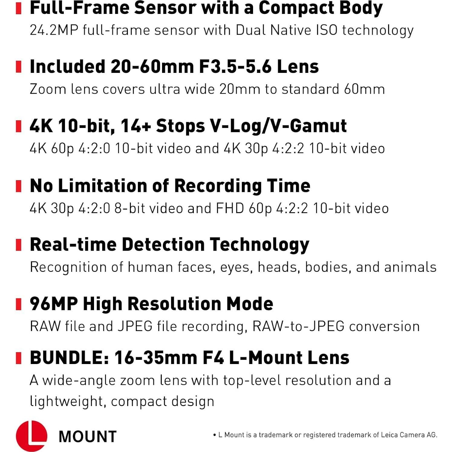 Cámara sin Espejo Panasonic LUMIX S5 + Lente 16-35mm F4