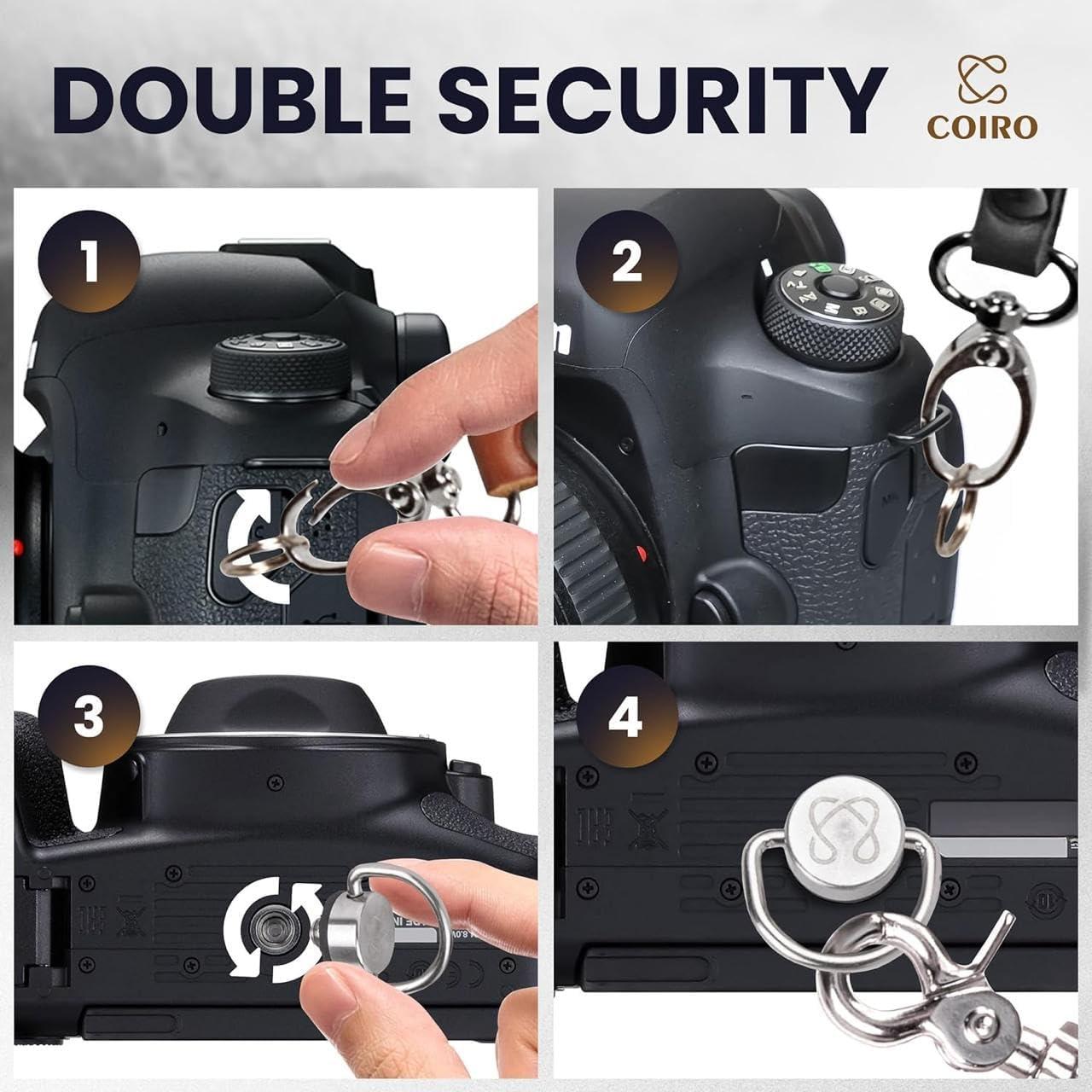 Arnés de cámara doble C Coiro para 2 cámaras DSLR/SLR - Cuero negro