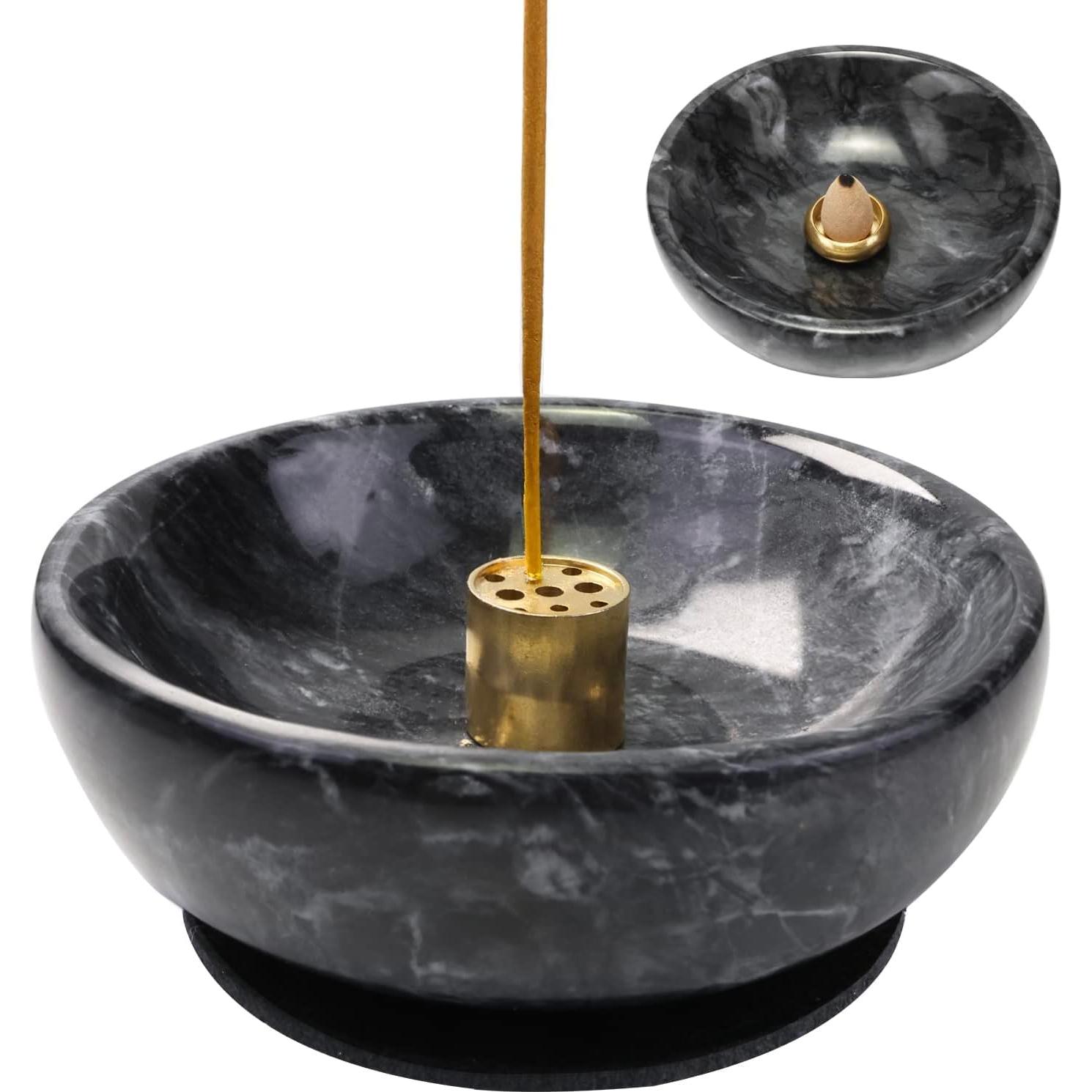 Soporte de Incienso Wadayu de Mármol Negro 11.94 cm - Multifuncional