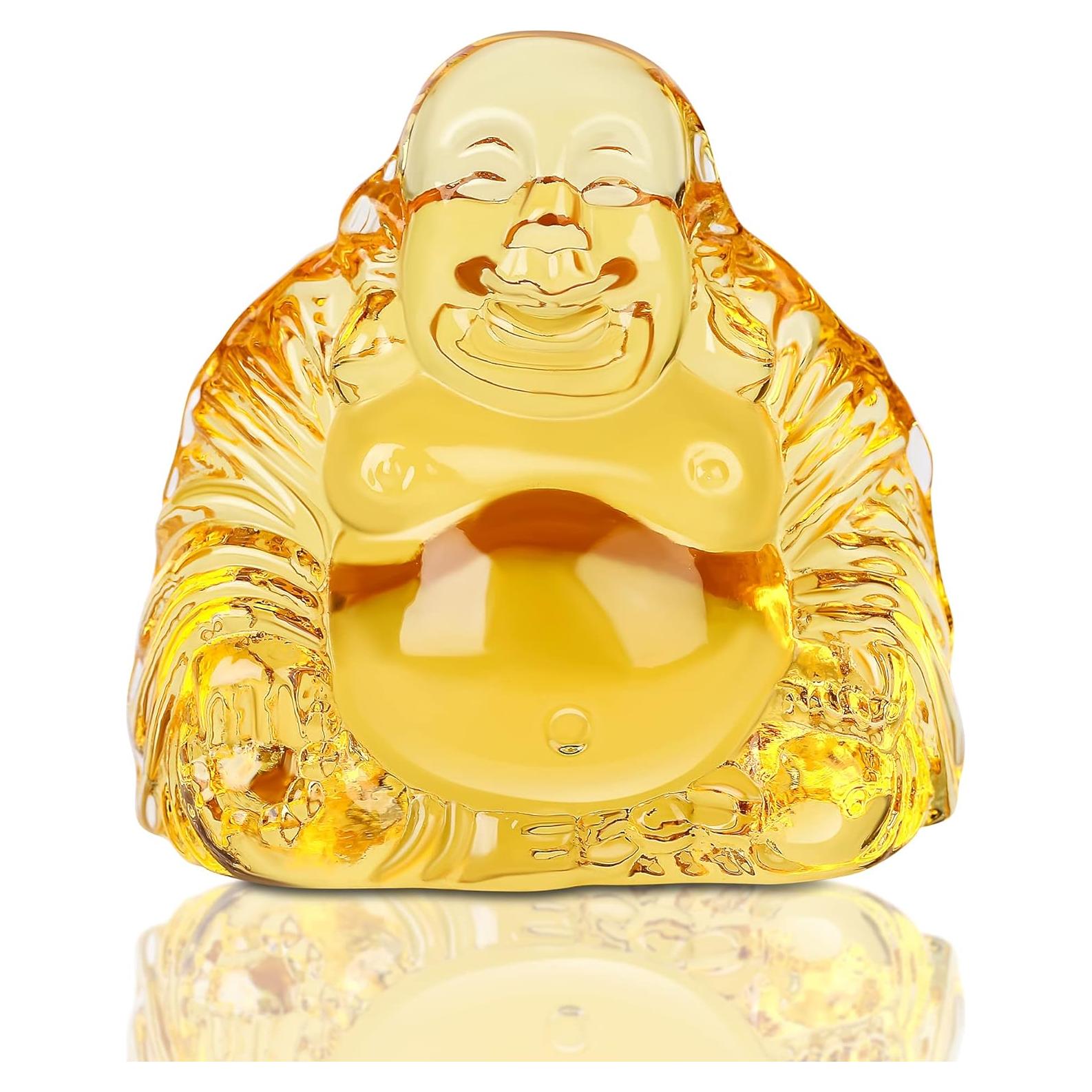 Estatua de Buda Risueño de Cristal Reyife 5.08 cm Feng Shui