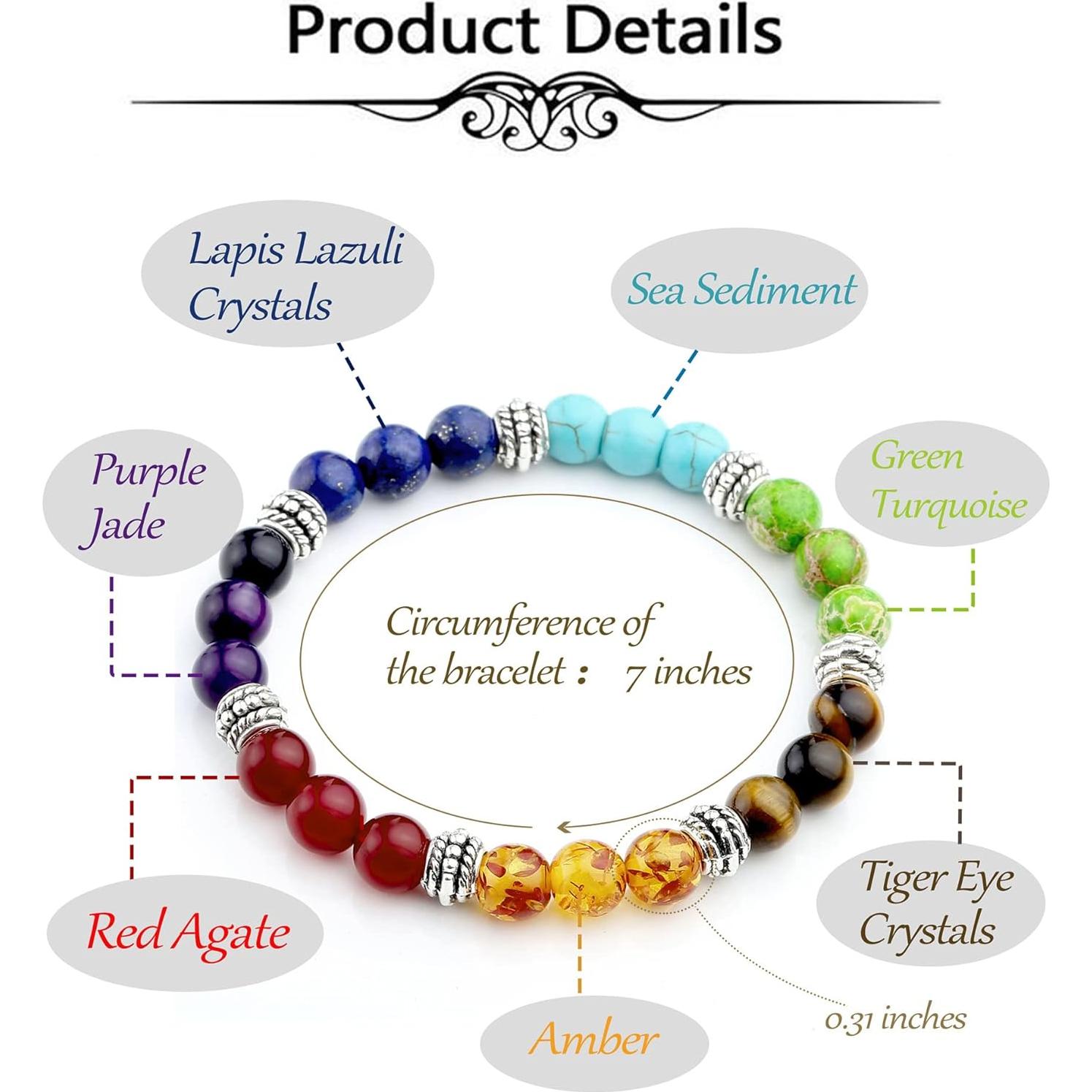 Top Plaza 7 Chakra Reiki Healing Crystals Yoga Balance Irregular Shape Polished Tumbled Palm Stones W/ 7 Chakra Healing Crystal Bracelet (7 Chakra Bracelet Without Charm)