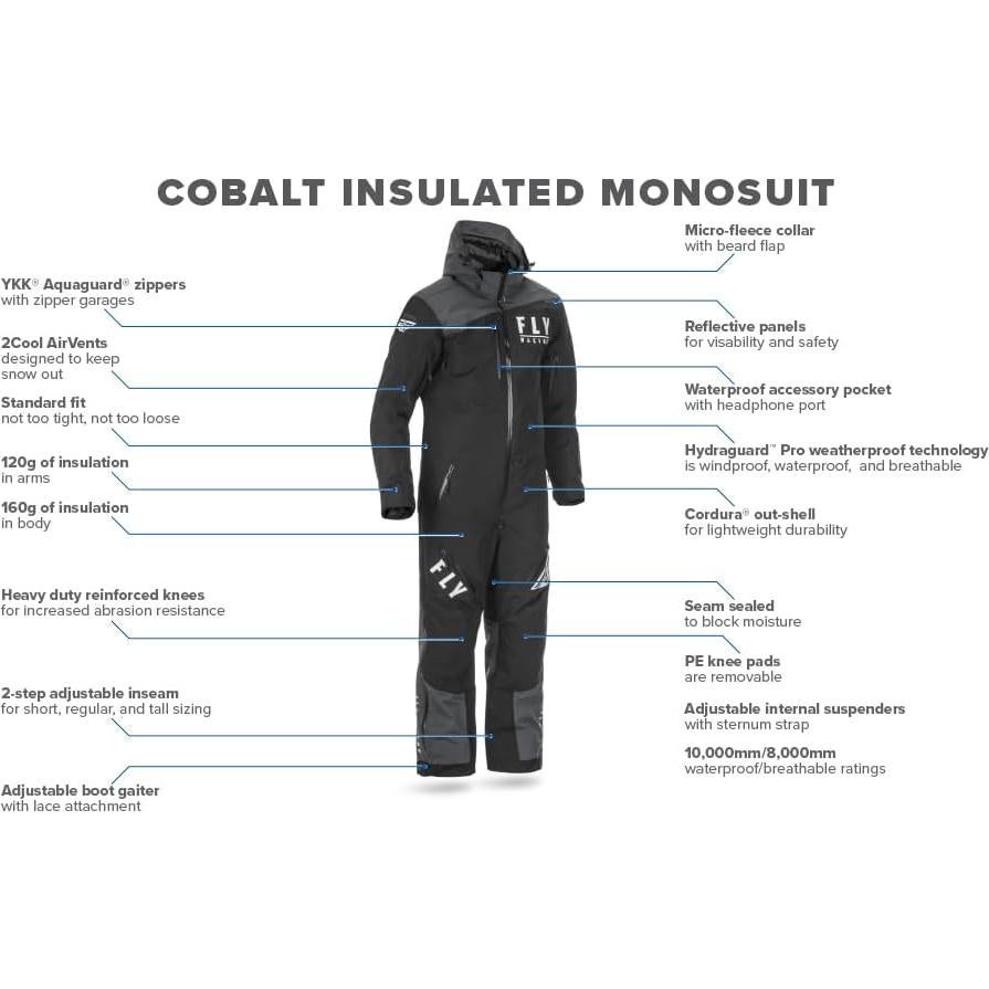 Mono de Nieve Aislado Fly Racing Cobalt Negro/Gris Pequeño