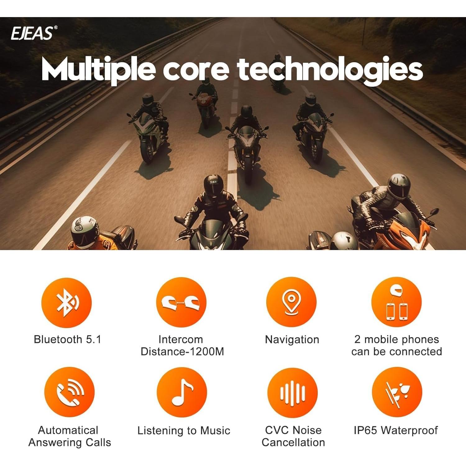 Intercomunicador Bluetooth EJEAS V7 para Motocicleta 1200m