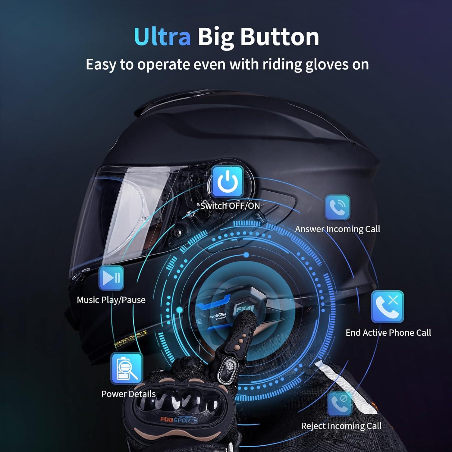 Intercomunicador Bluetooth Fodsports FX4 Pro 2 Unidades