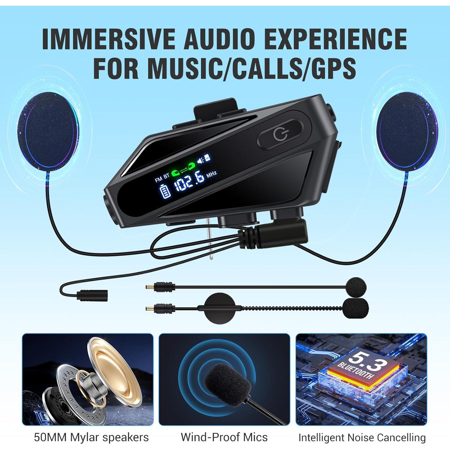 Auricular Bluetooth TOUCH TWO C6 para Casco Motocicleta