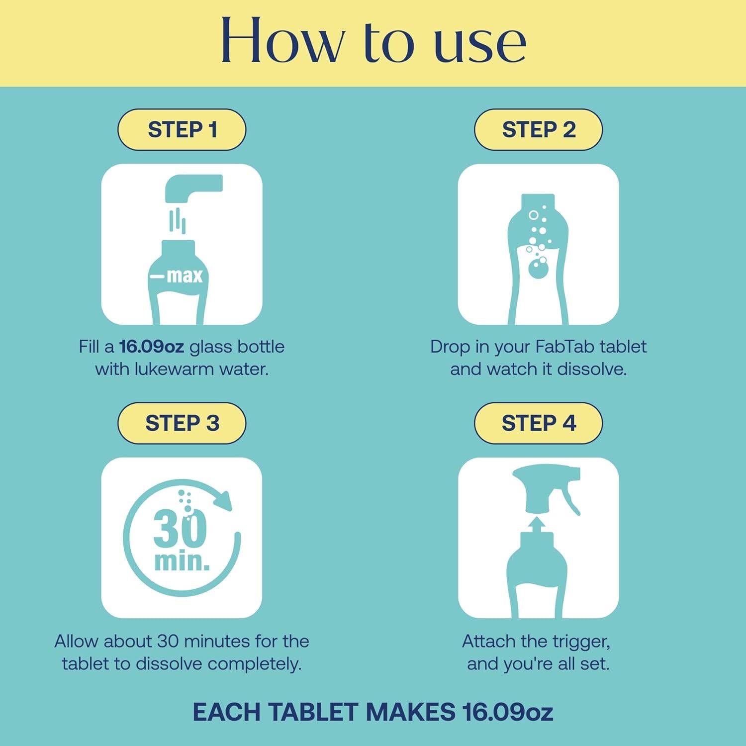 Tabletas de limpieza ecológicas FabTab para baño - 4 unidades