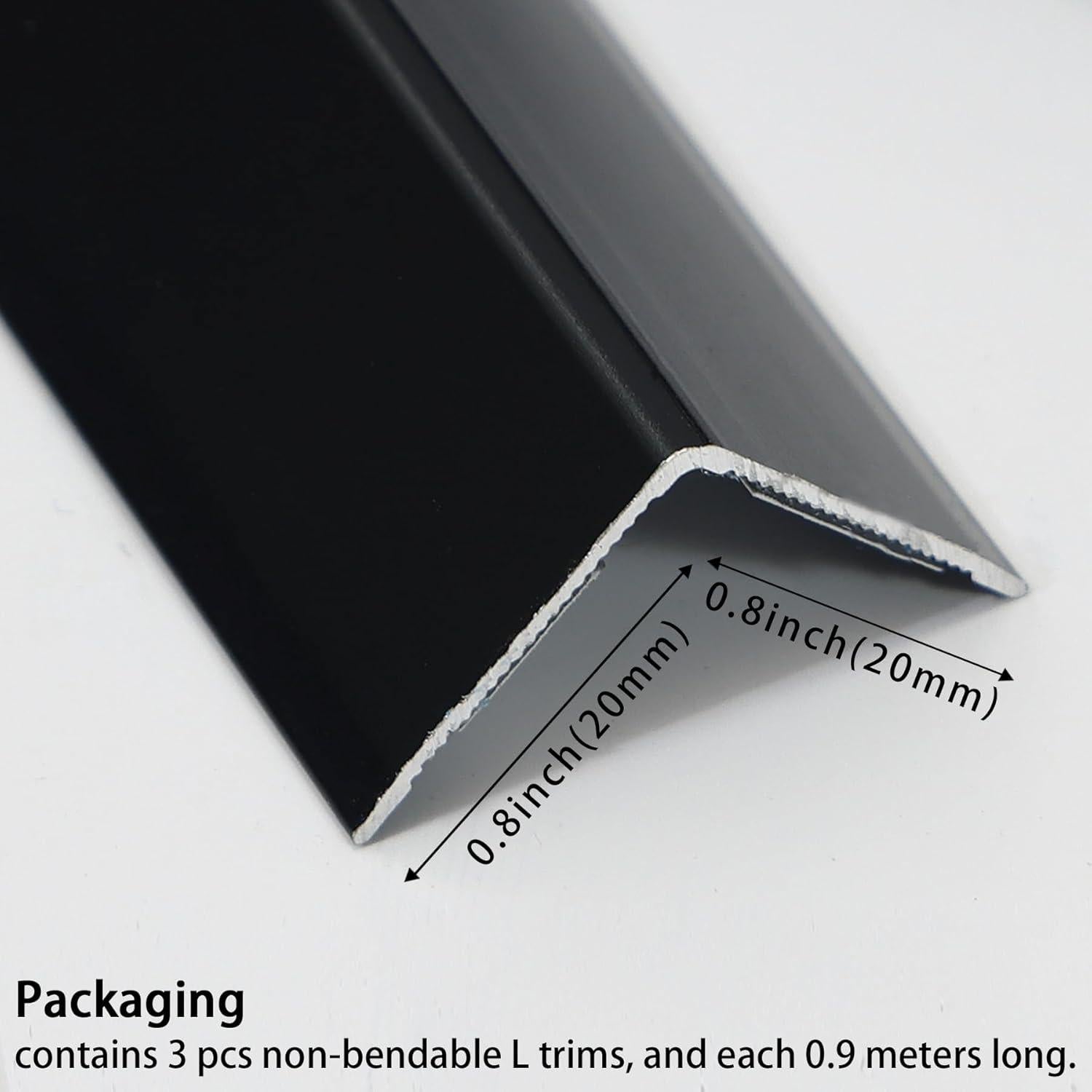 Protectores de Esquinas de Aluminio Coengwui 3Pcs 0.88m Negro Mate