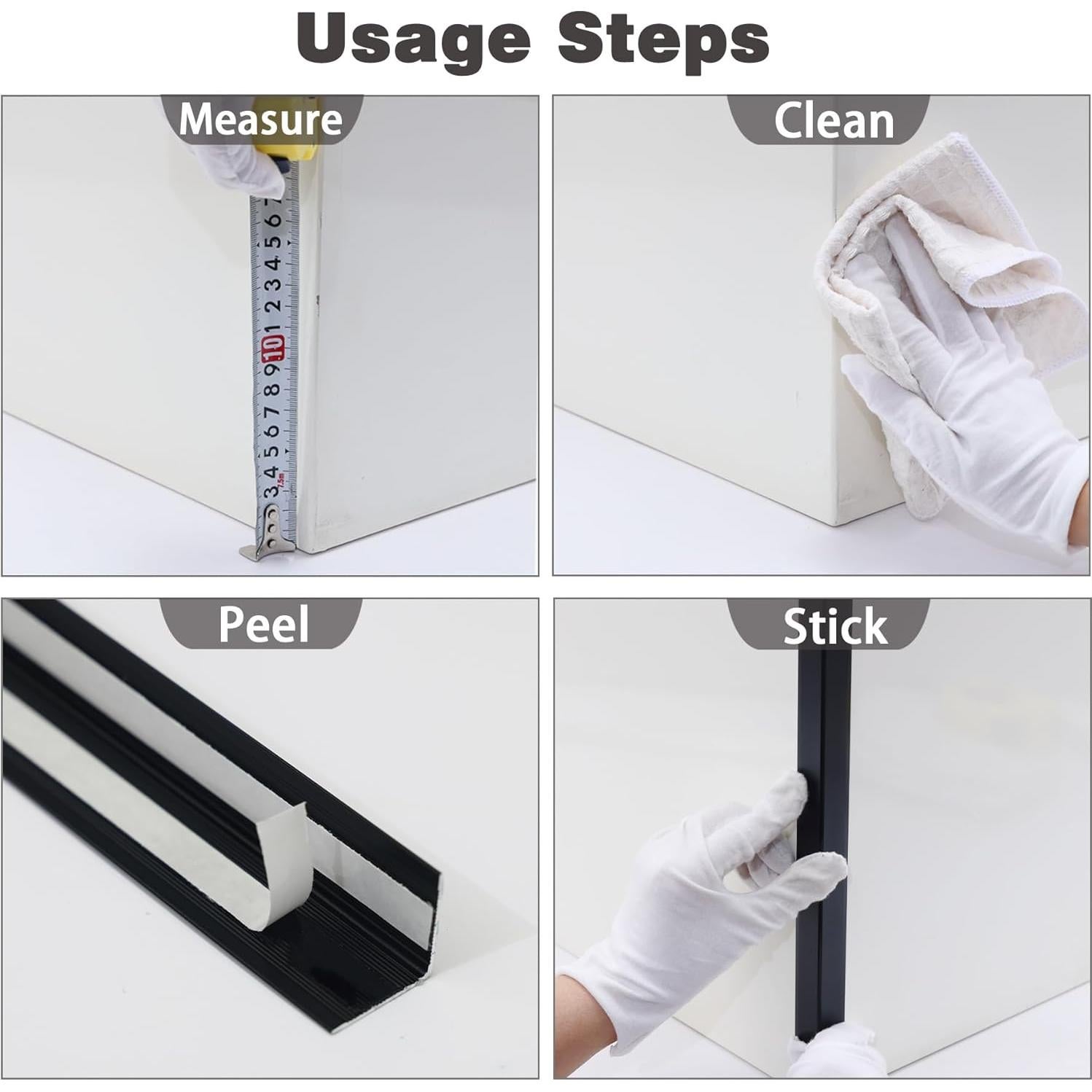 Protectores de Esquinas de Aluminio Coengwui 3Pcs 0.88m Negro Mate