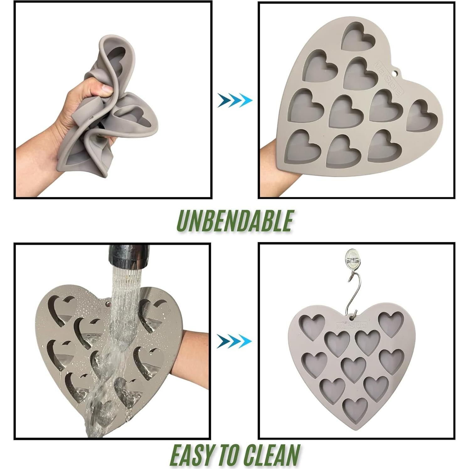 Molde de Silicona para Pastel Corazón MarStore 10 Cavidades 5.08 cm