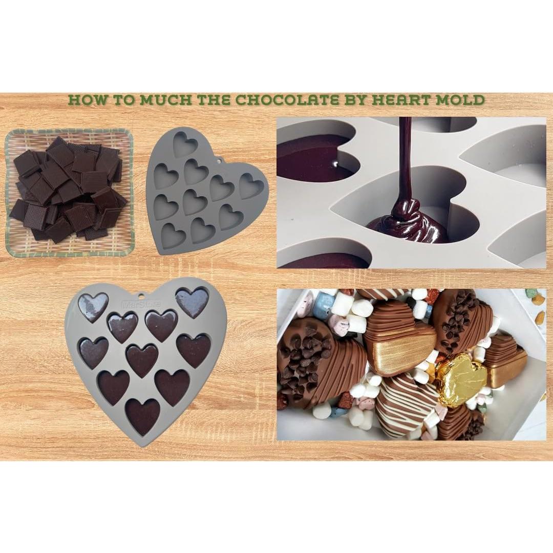 Molde de Silicona para Pastel Corazón MarStore 10 Cavidades 5.08 cm