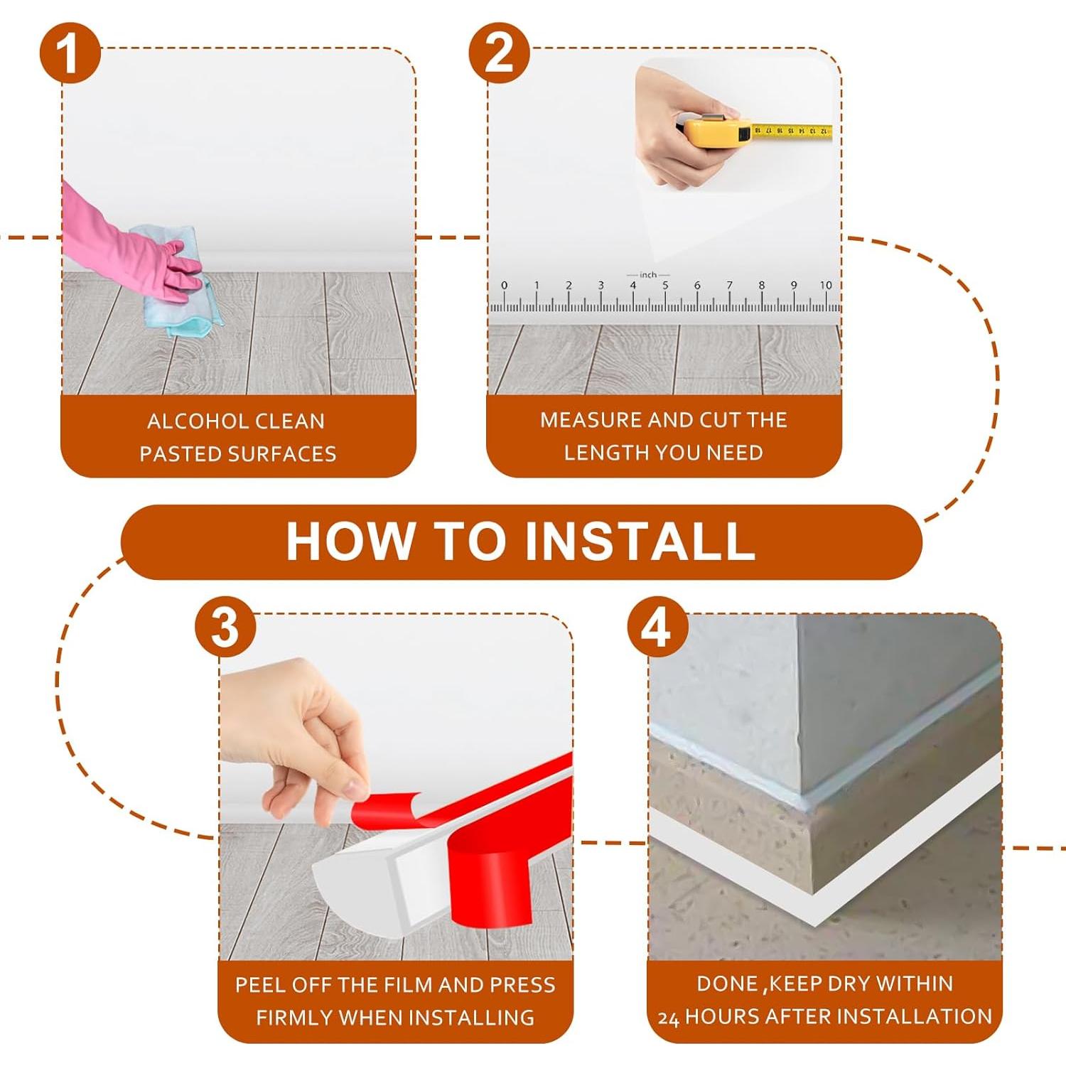 Moldura Cuarterona Flexible Langierspur 99 cm Caucho Blanca