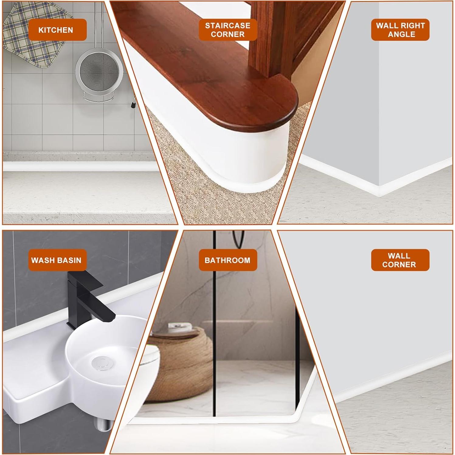 Moldura Cuarterona Flexible Langierspur 99 cm Caucho Blanca