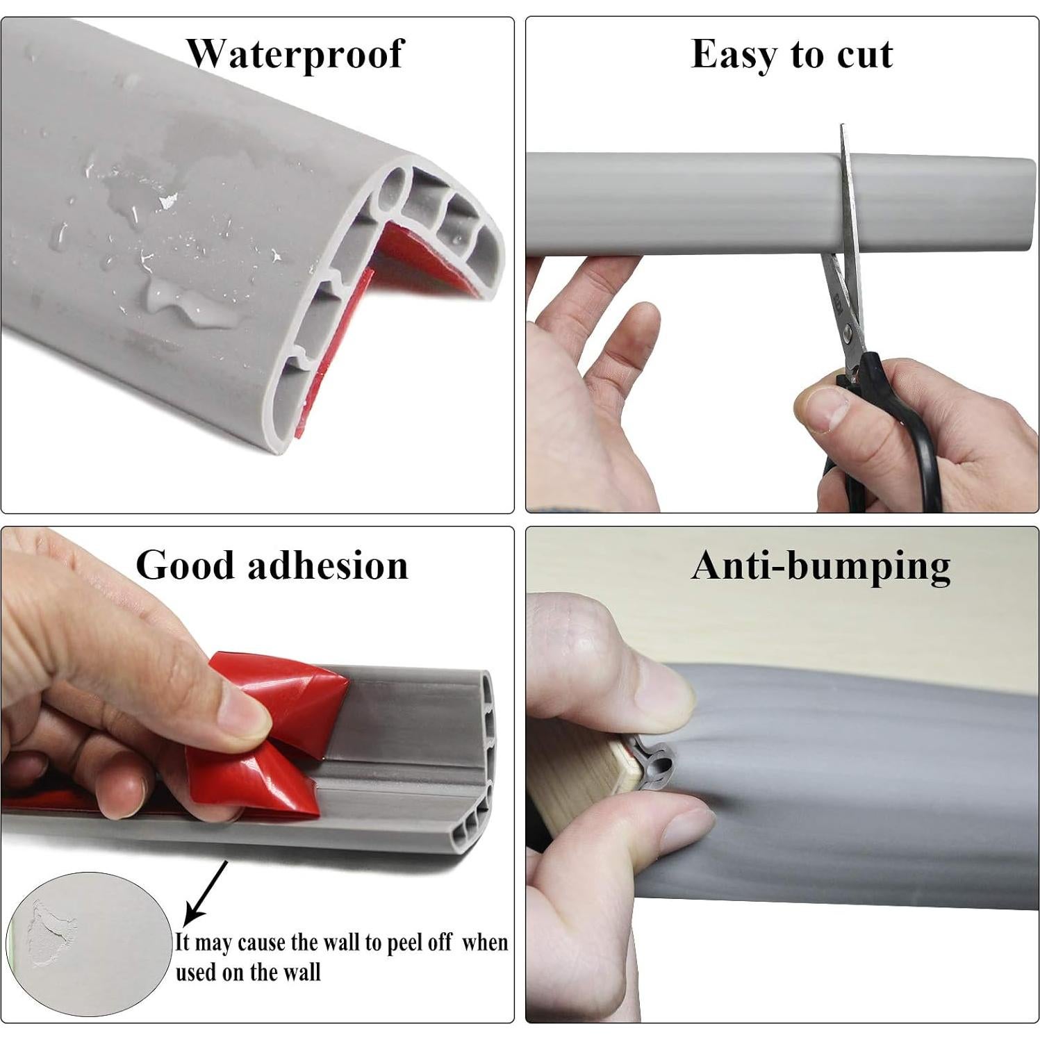 Protector de Borde de Escalera LEWINO 4 Piezas 1.62 m Gris