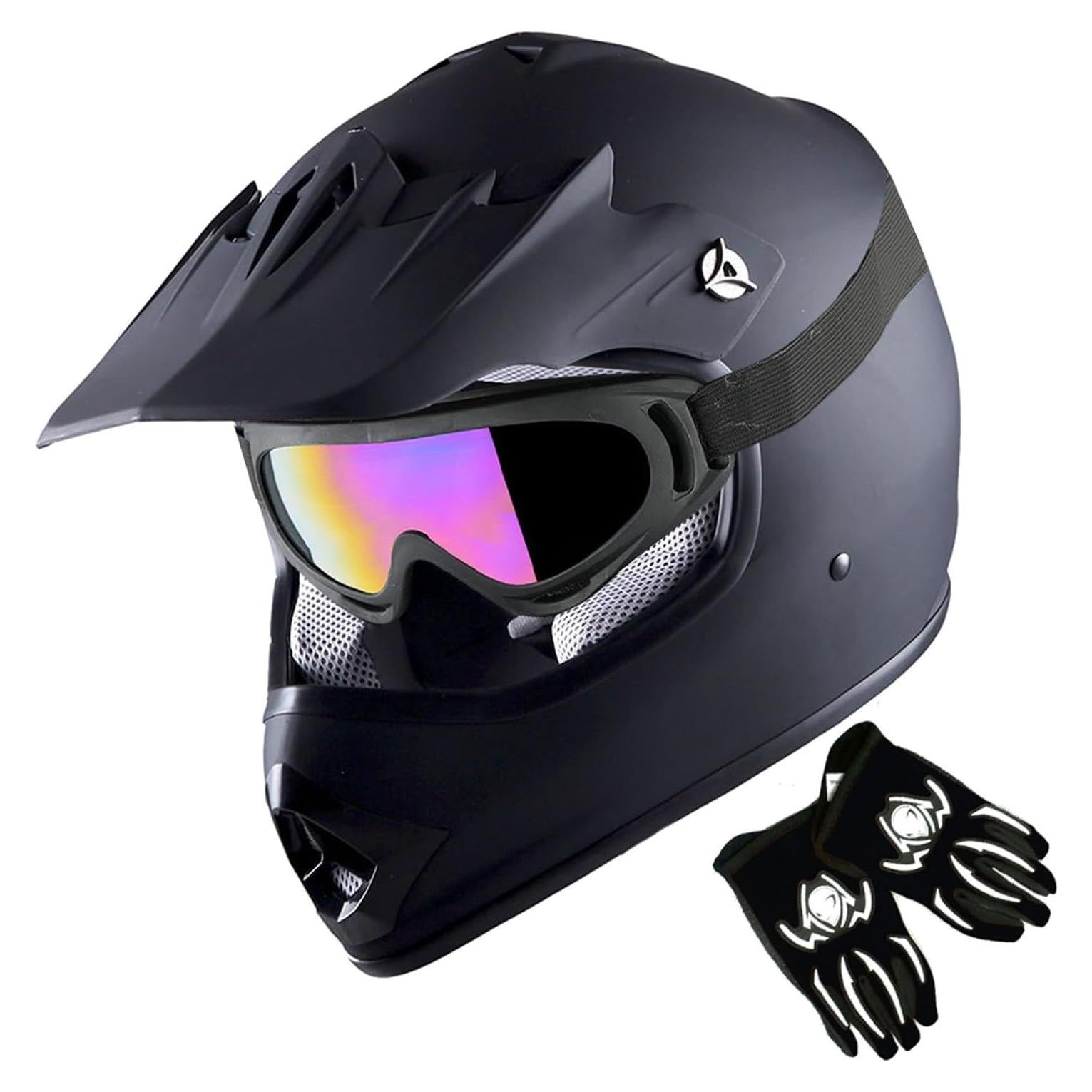 Casco de Motocross 1Storm HBOY para Niños S Negro Mate