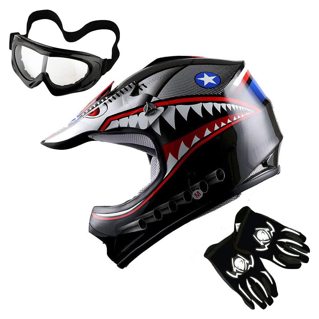 Casco de Motocross 1Storm HBOY para Niños S Negro Mate