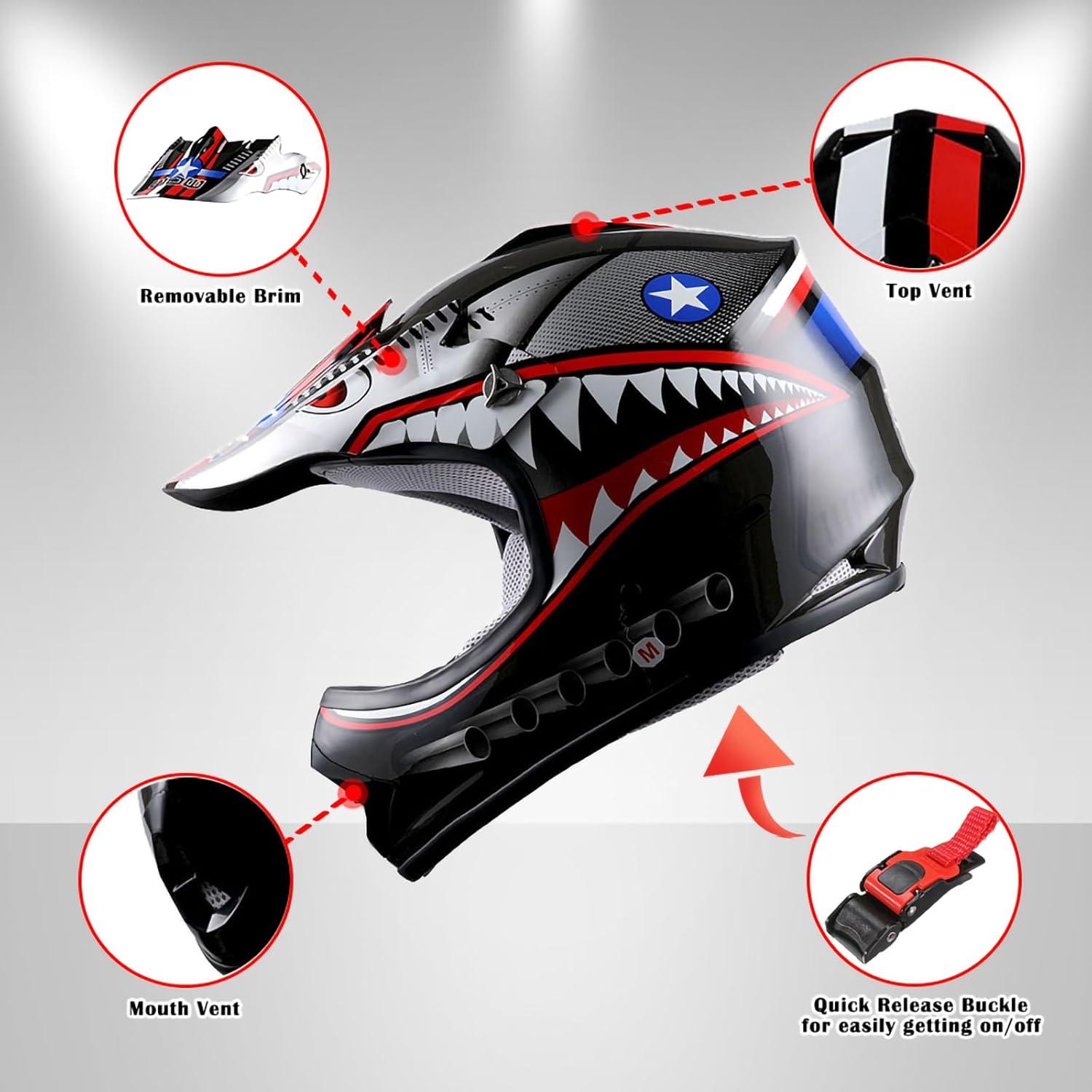 Casco de Motocross 1Storm HBOY para Niños S Negro Mate