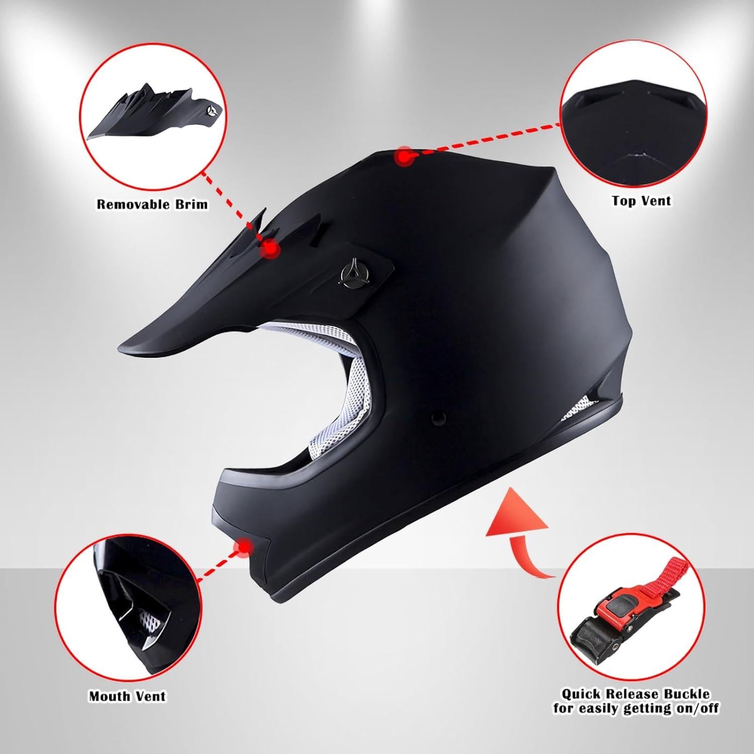 Casco de Motocross 1Storm HBOY para Niños S 49-50 CM