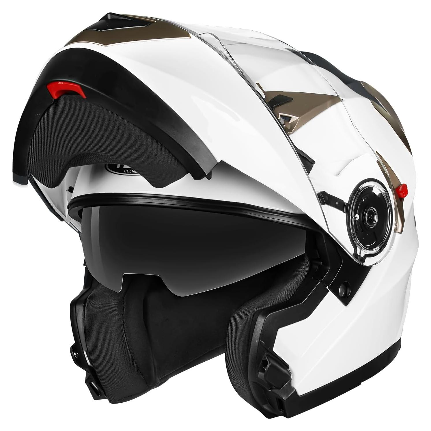 YEMA Casco Modular para Motocicleta XX-Large Blanco