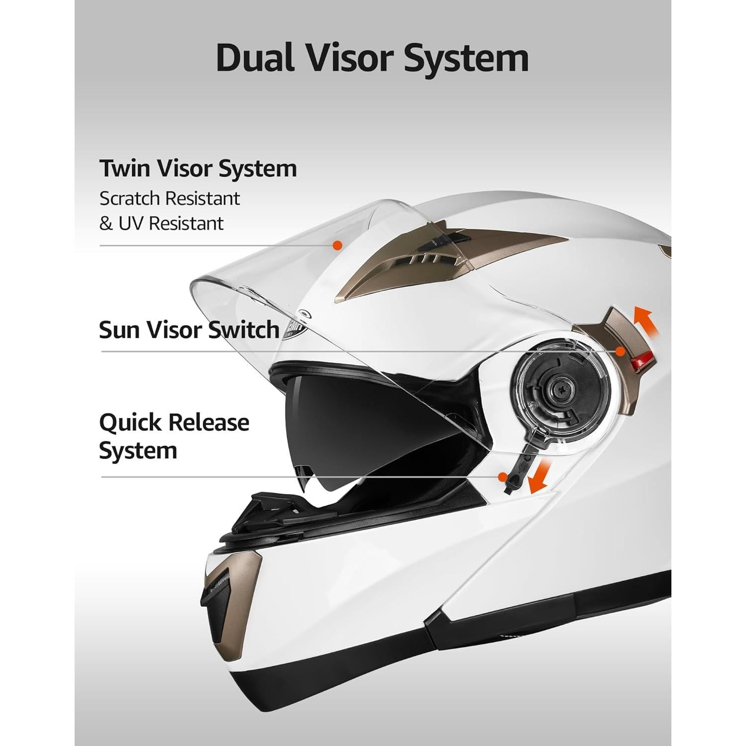 YEMA Casco Modular para Motocicleta Mediano Blanco