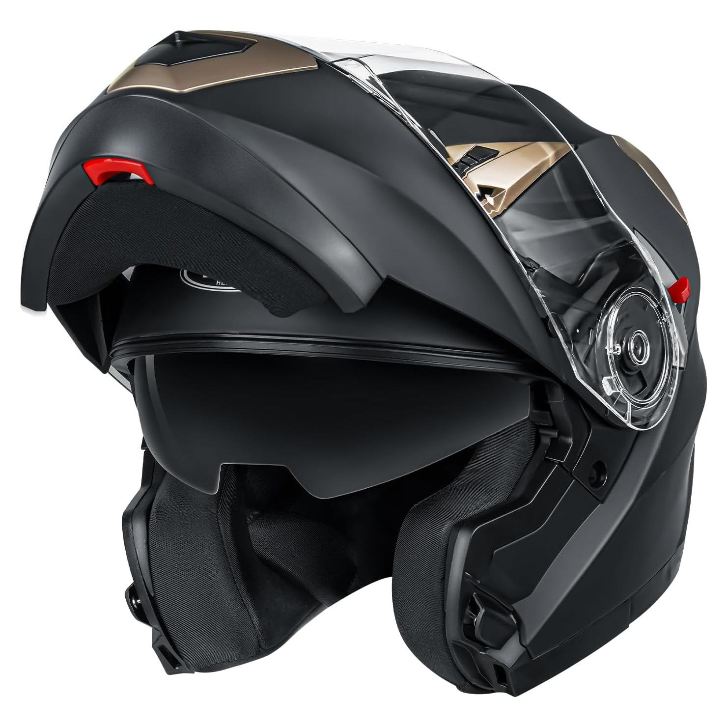 Casco Modular YEMA YM-925 para Motocicleta Negro Mate