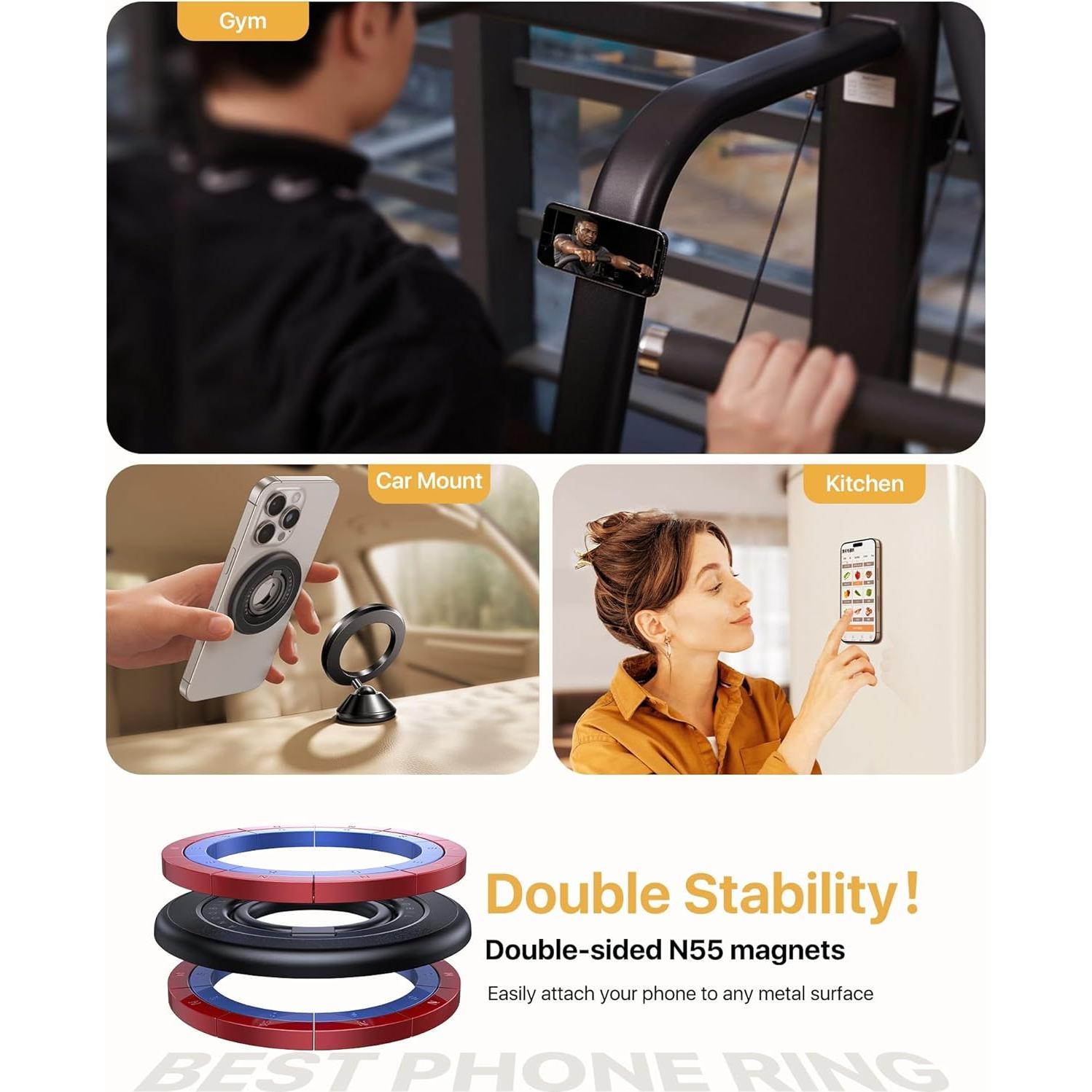 Soporte Magnético para Teléfono Danmus Anillo Giratorio Negro