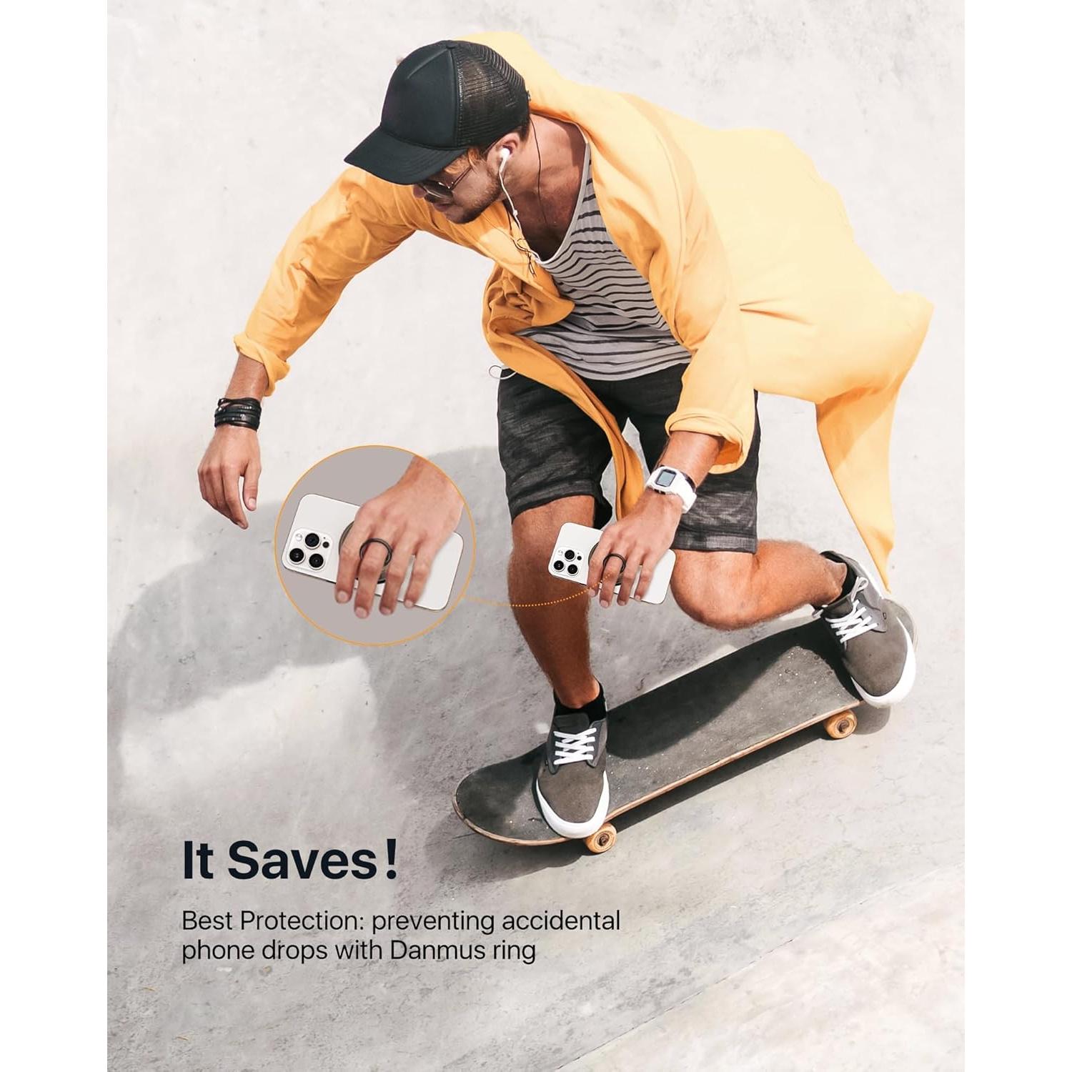 Soporte Magnético para Teléfono Danmus Anillo Giratorio Negro