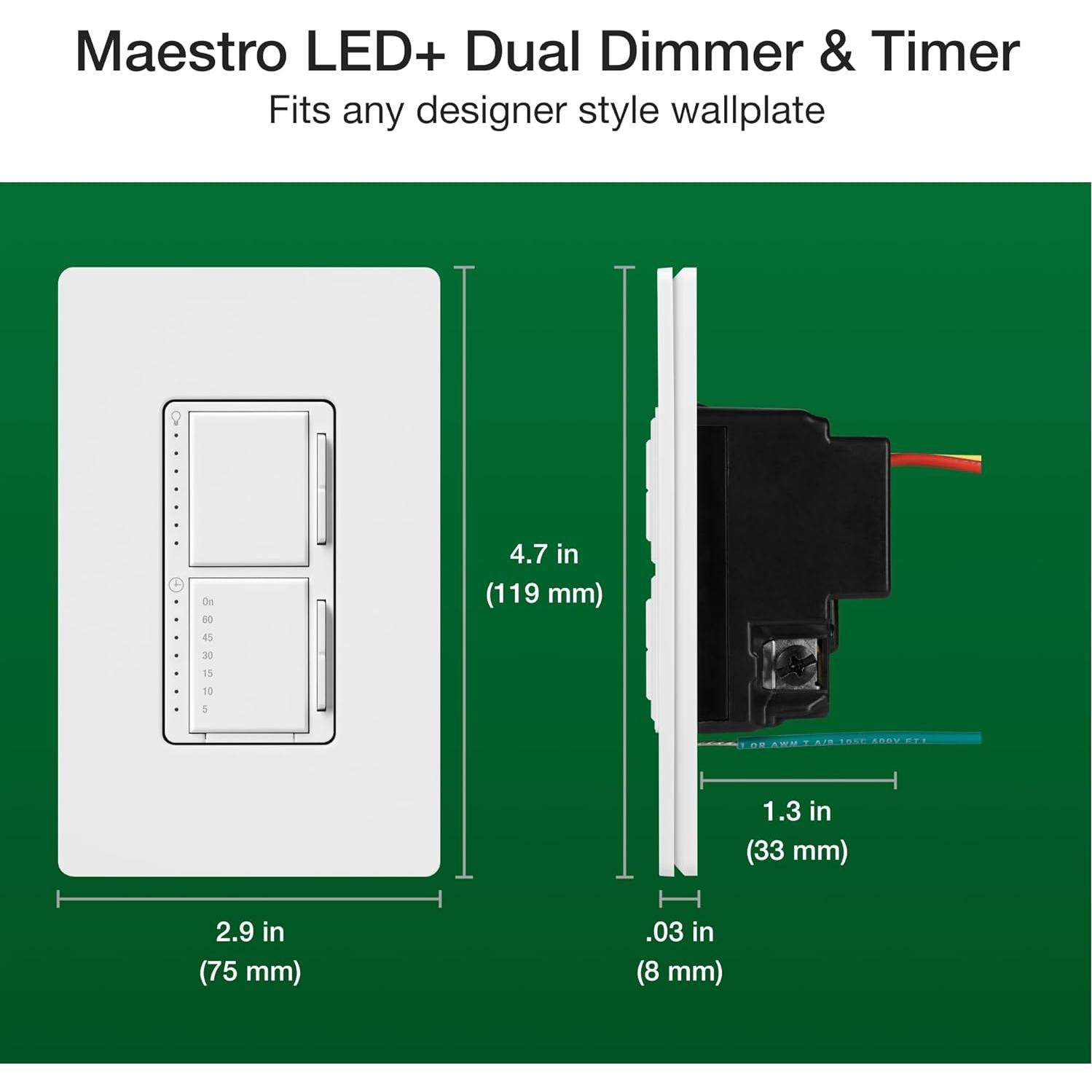 Dimer y Temporizador Lutron Maestro LED+ 75W Blanco