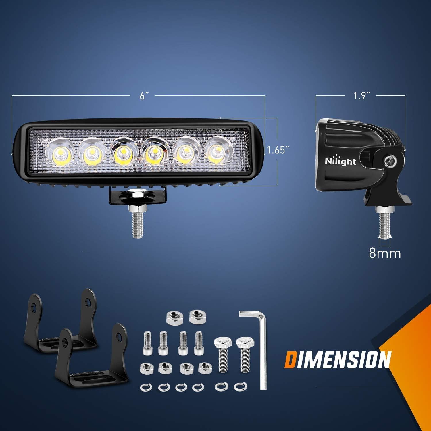 Luces LED Nilight 15019S-D 4PCS 18W Impermeables Off Road