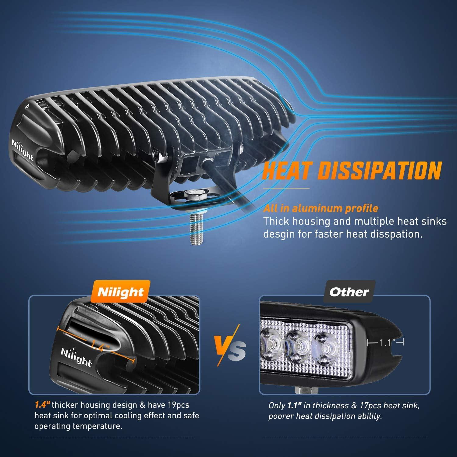 Luces LED Nilight 15019S-D 4PCS 18W Impermeables Off Road