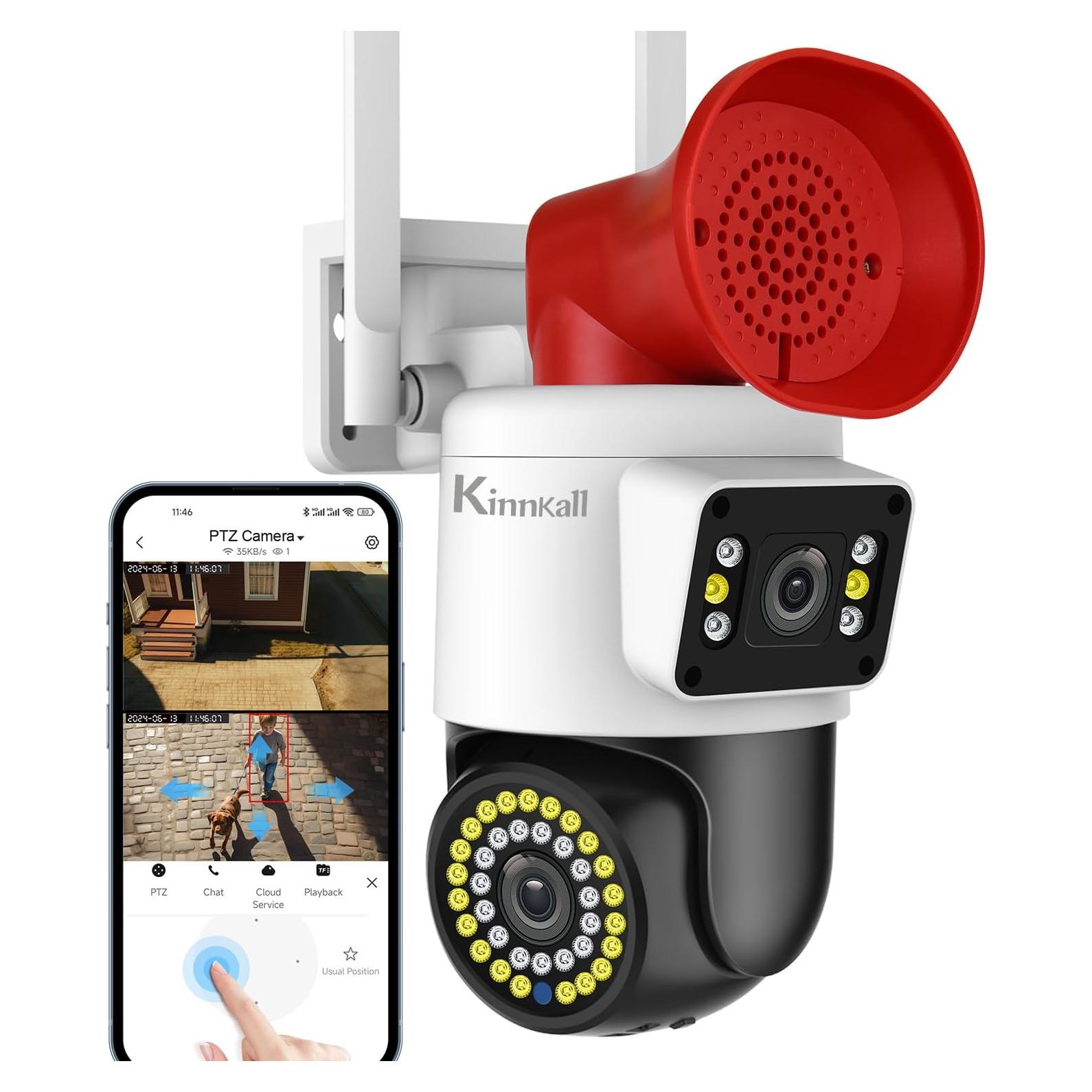 Cámara de Seguridad Exterior Kinnkall Doble Lente 4MP WiFi 2.4GHz